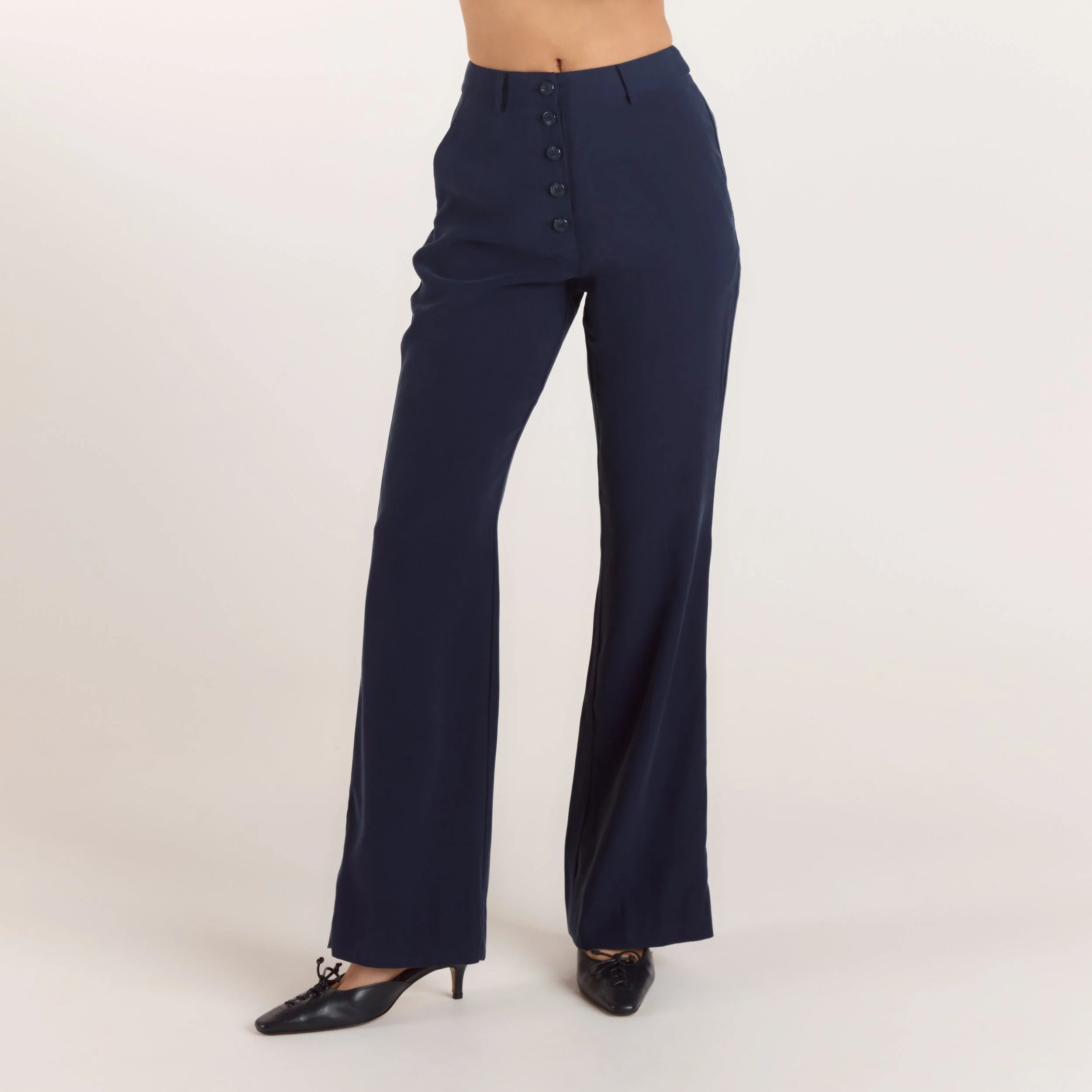 90s Straight-Leg Pants - Navy