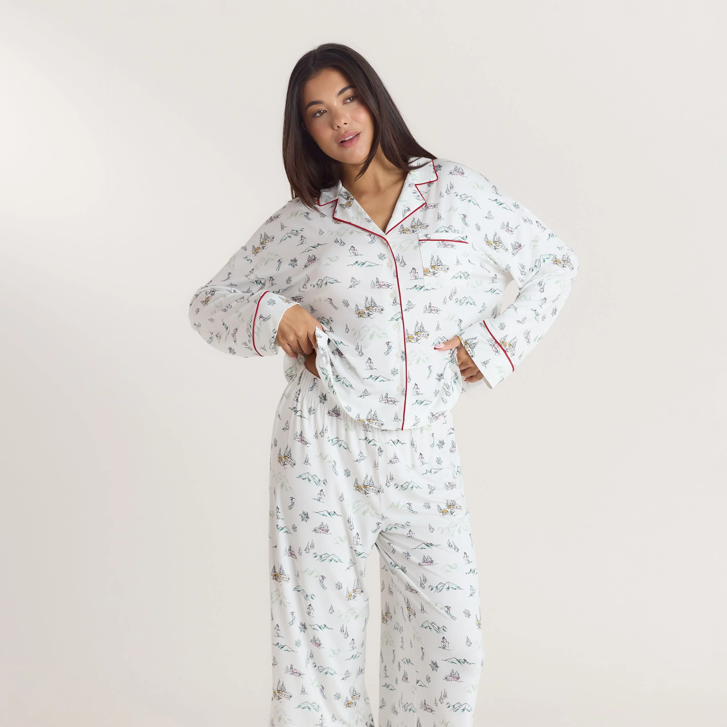 Alpine Dreams Pajama Shirt - Ski Print - Image 2