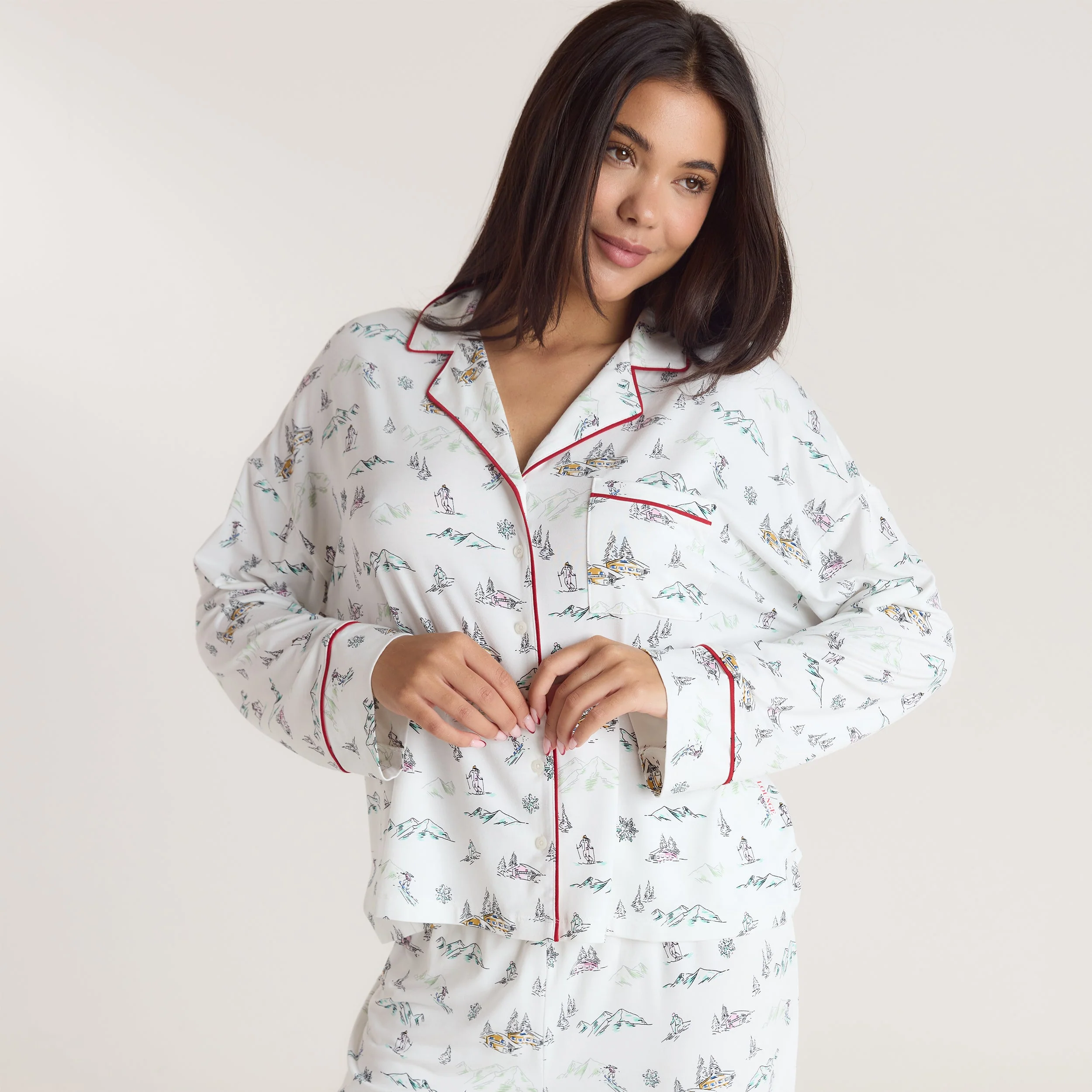 Alpine Dreams Pajama Shirt - Ski Print - Image 4