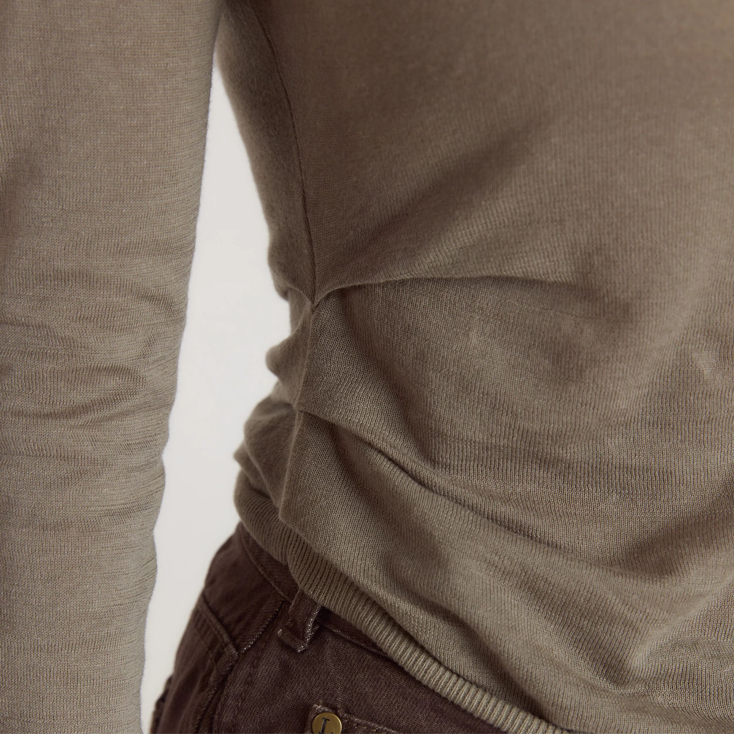Asymmetric Fine Knit Top - Thyme - Image 3