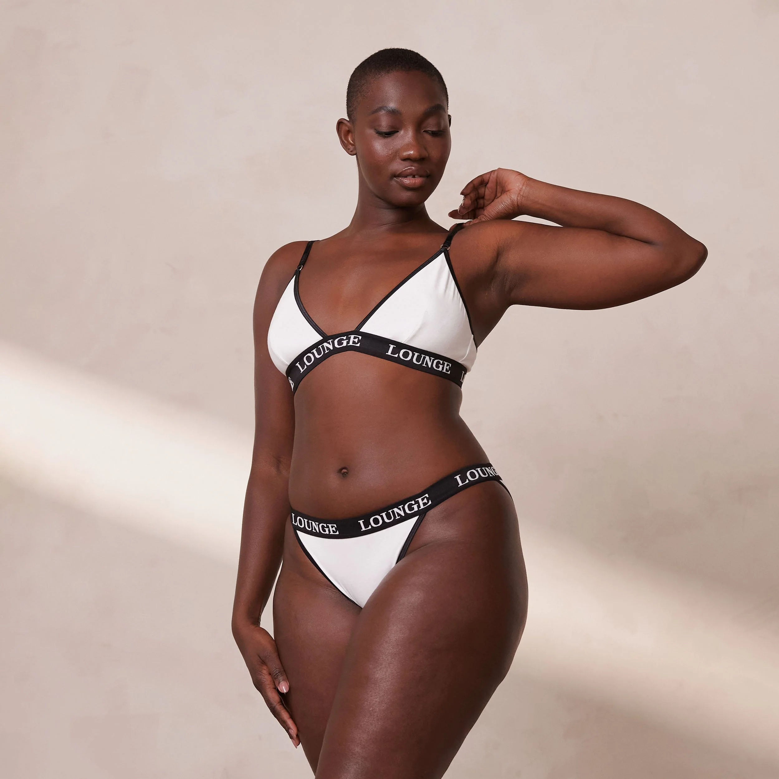 Bamboo Triangle Bra - White & Black - Image 23