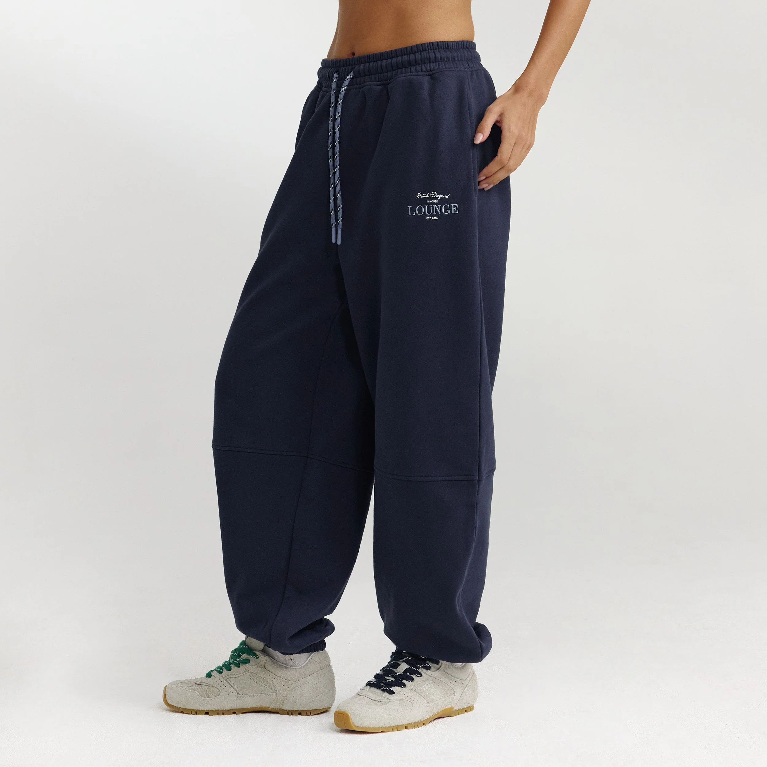 Barrel Leg Sweatpants - Dark Blue - Image 4