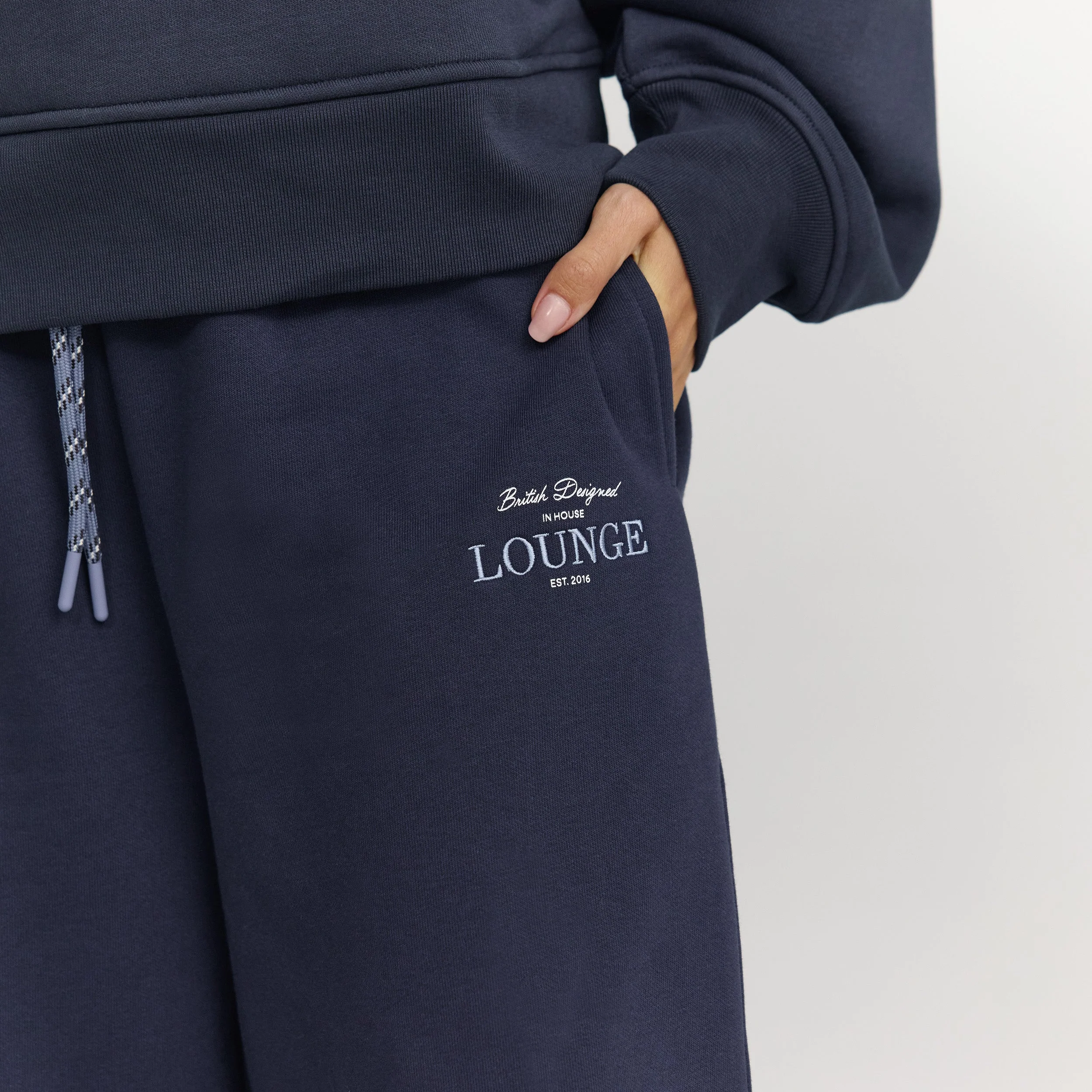 Barrel Leg Sweatpants - Dark Blue - Image 6