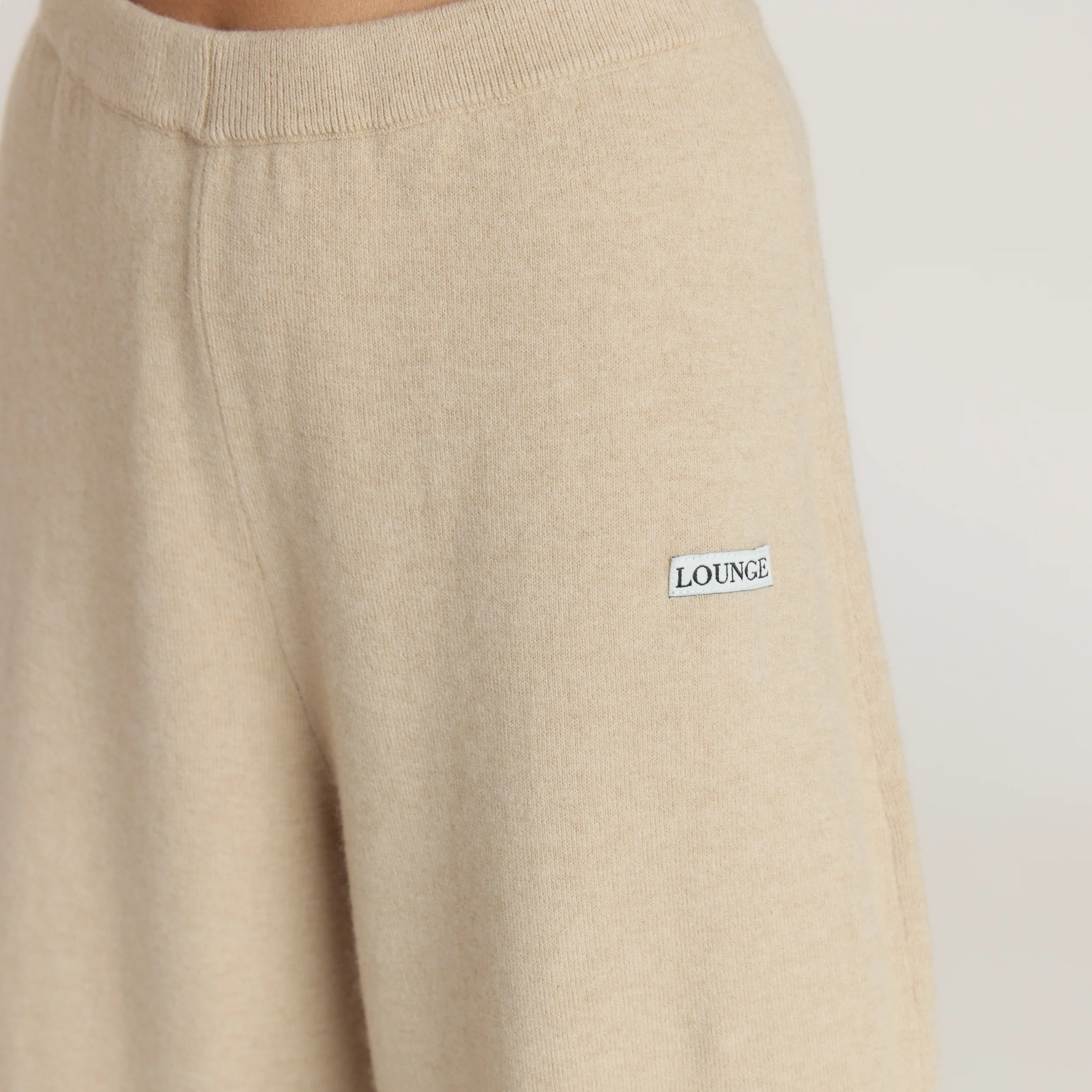 Barrel Leg Knitted Joggers - Oatmeal Marl - Image 5