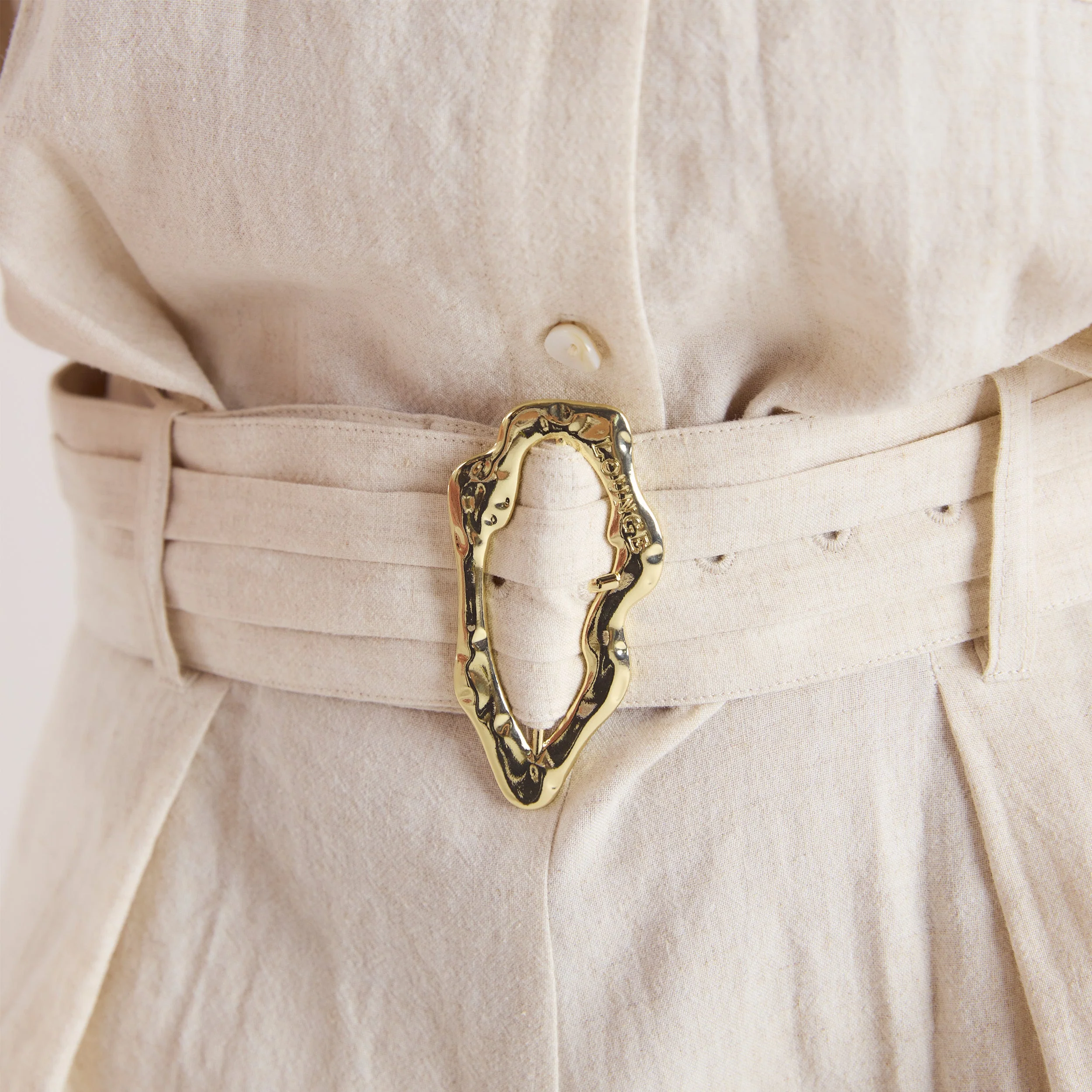 Belted Linen Playsuit - Cream - Image 4