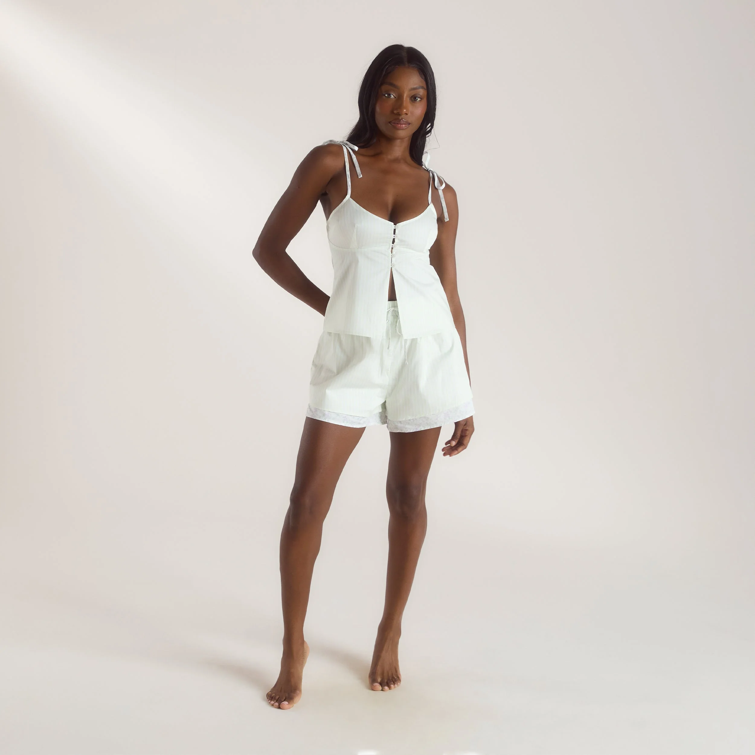 Bloom & Stripe Cami Pajama Top - Sage - Image 4