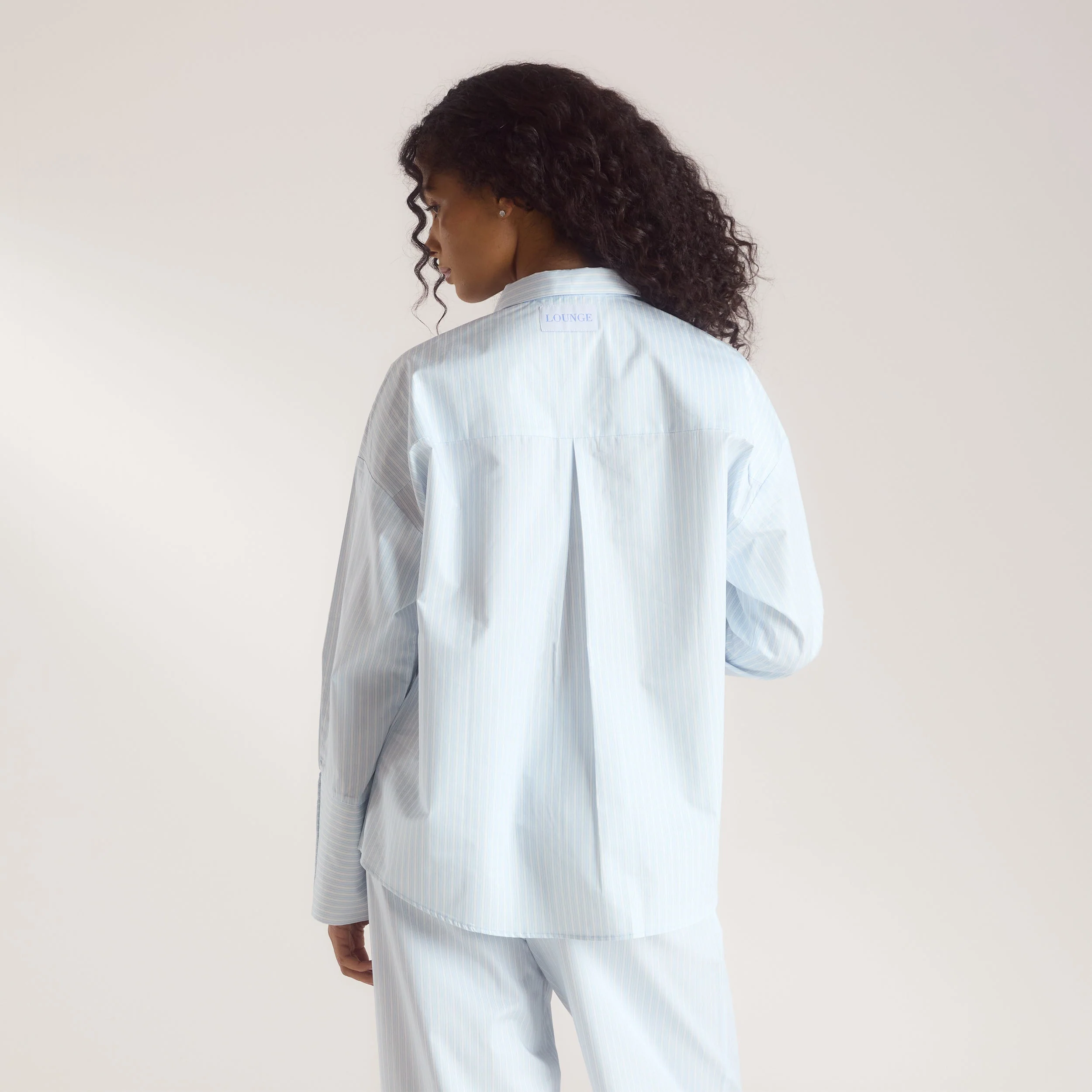 Bloom & Stripe Pyjama Shirt - Blue - Image 2