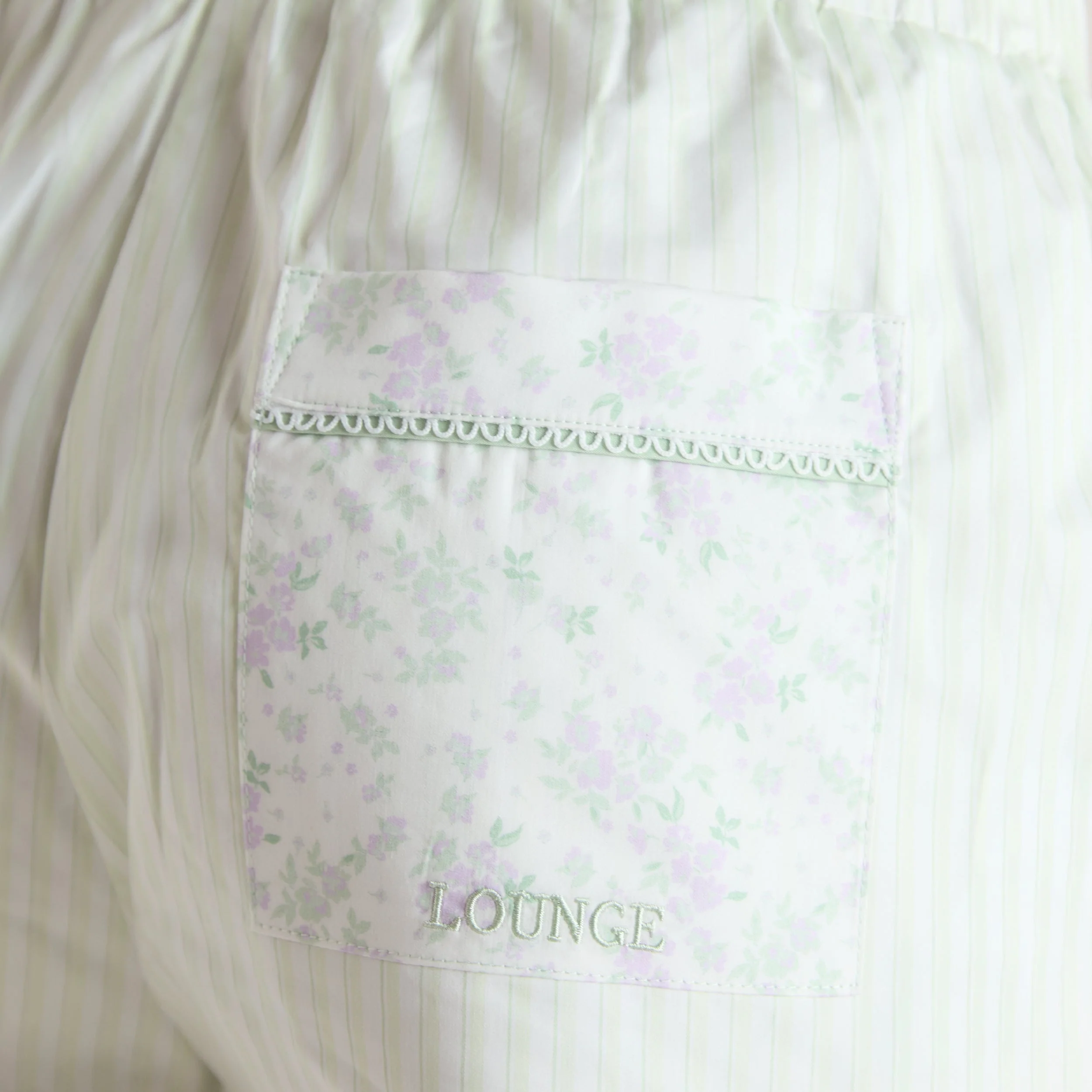 Bloom & Stripe Pajama Shorts - Sage - Image 3