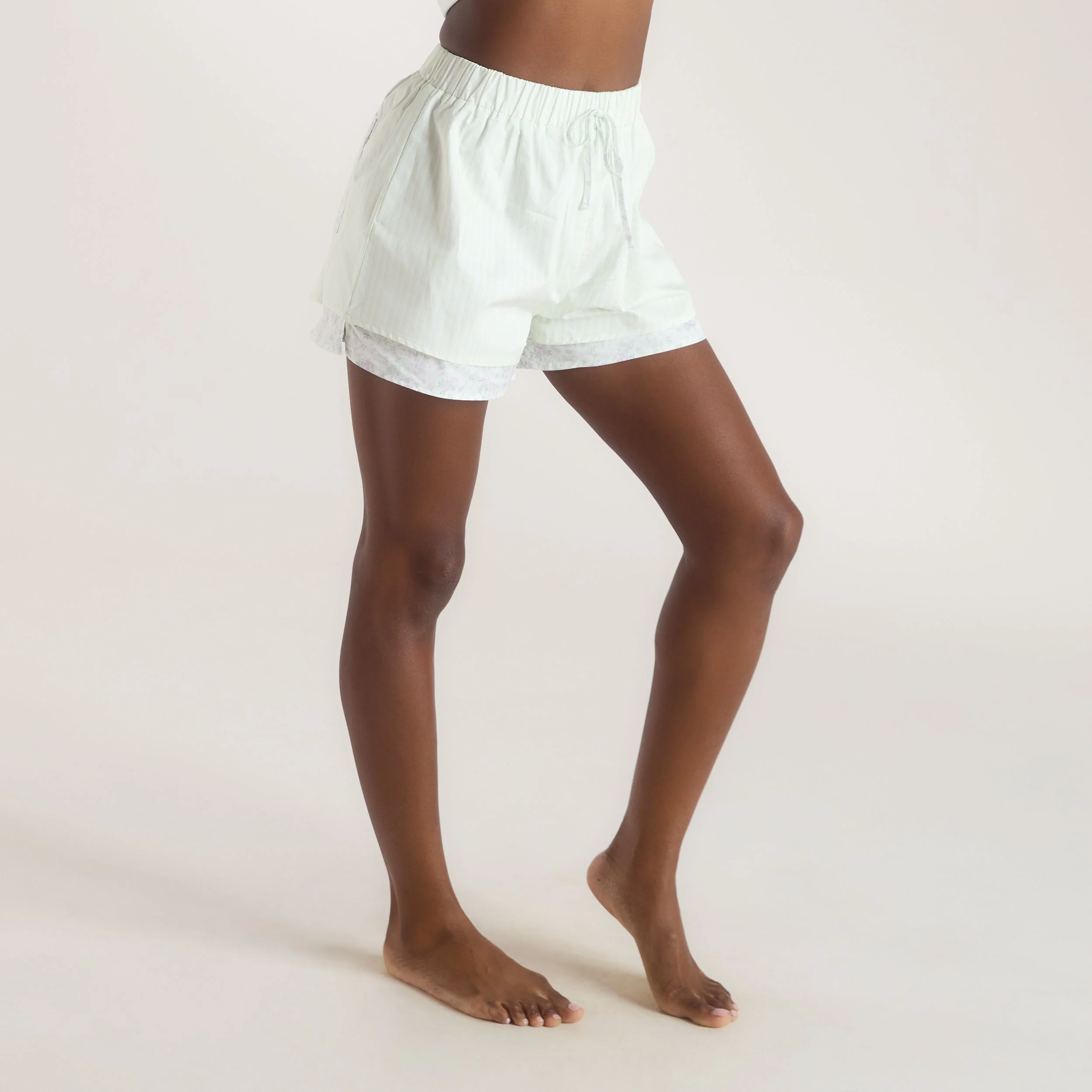 Bloom & Stripe Pajama Shorts - Sage - Image 4
