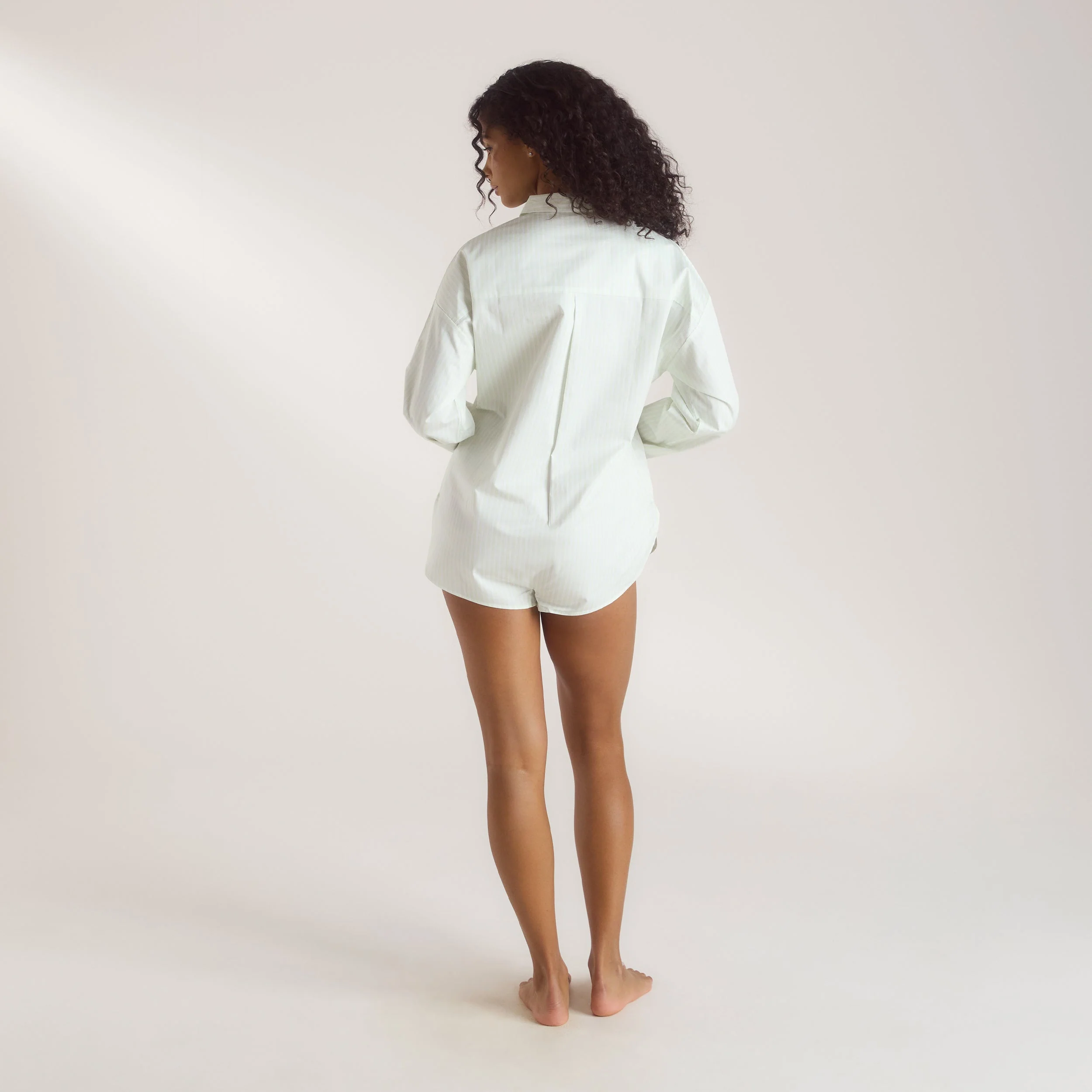 Bloom & Stripe Shirt Romper - Sage - Image 2