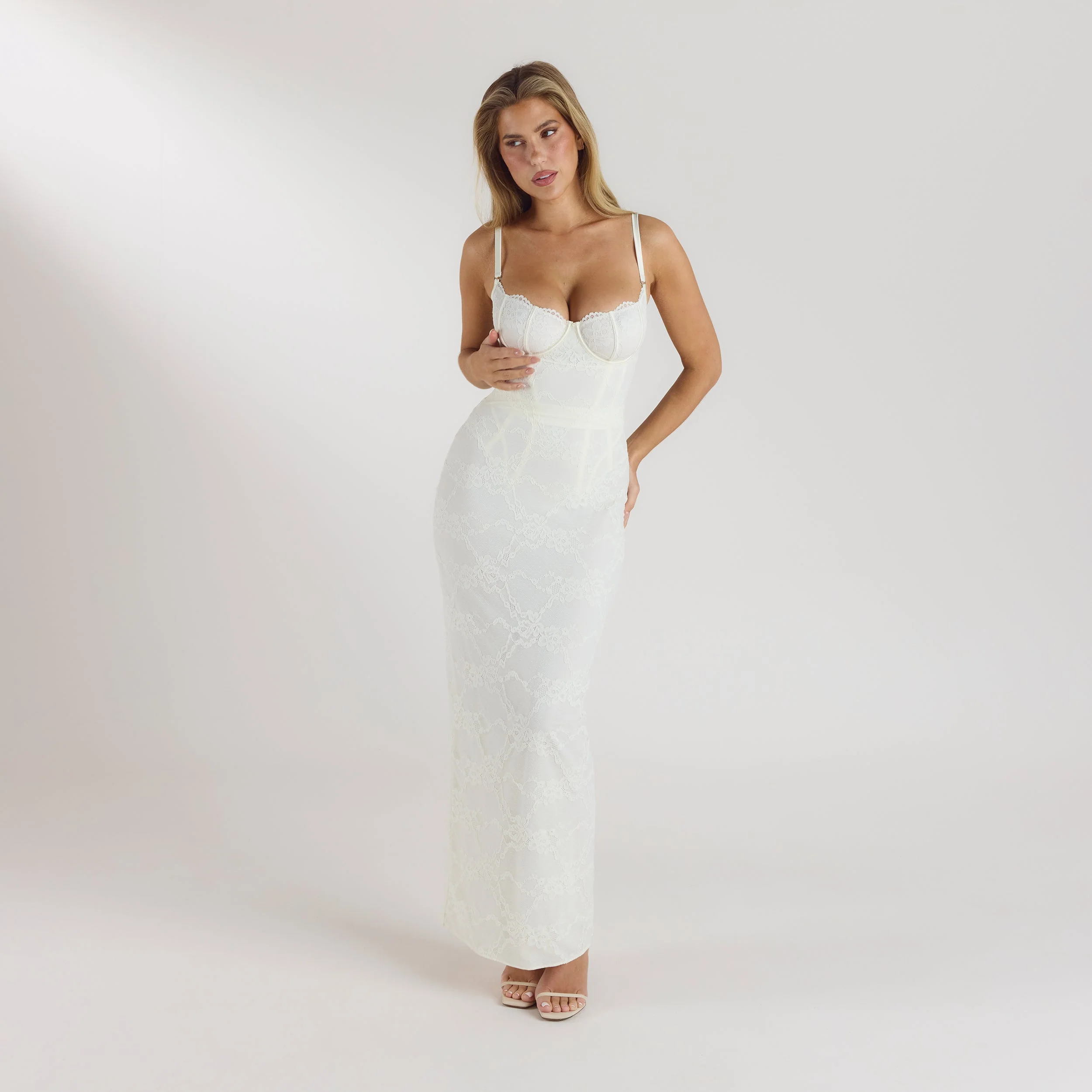 Blossom Maxi Dress with Bodysuit - Cream - Image 5