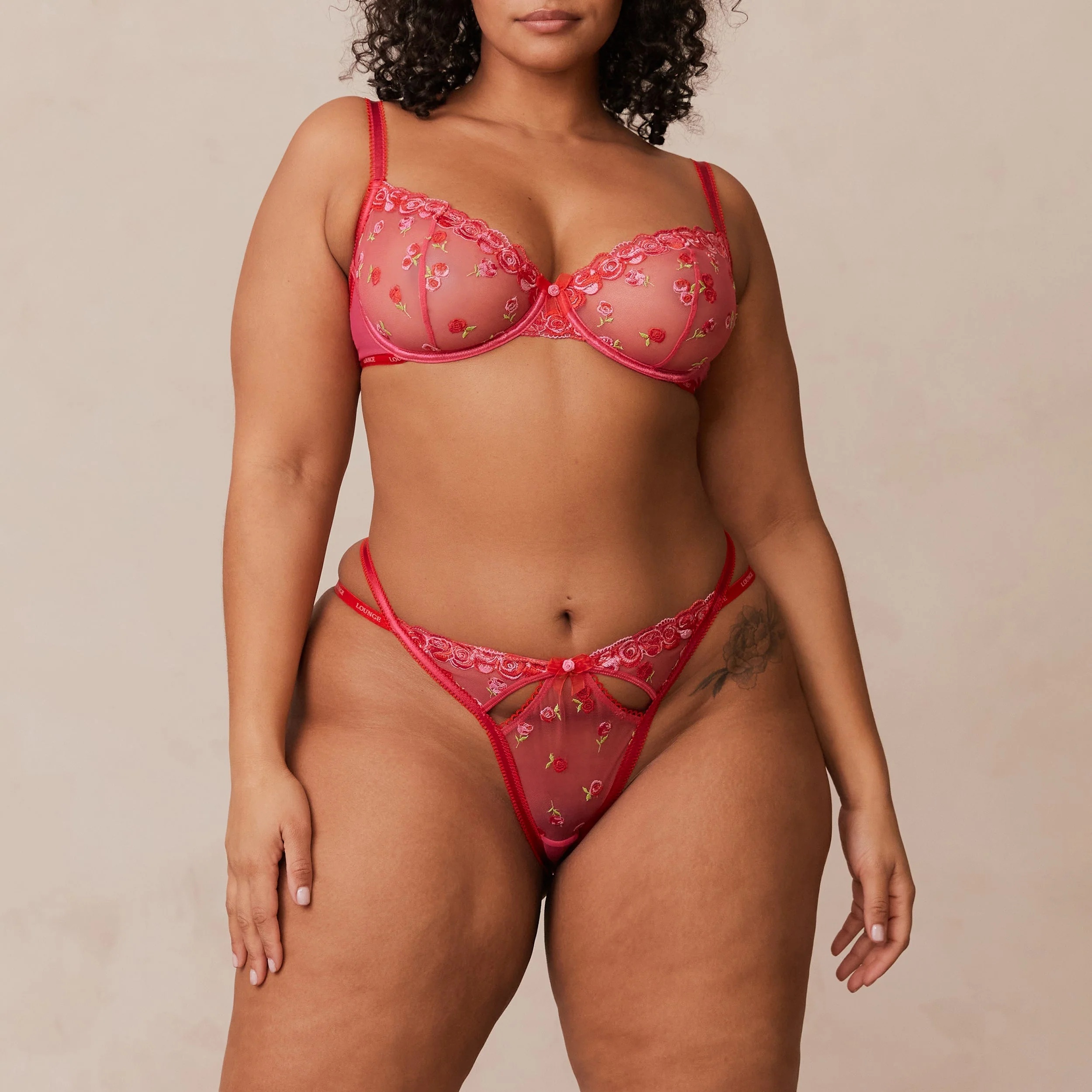 Blush Embroidered Balcony Bra - Hot Pink - Image 19