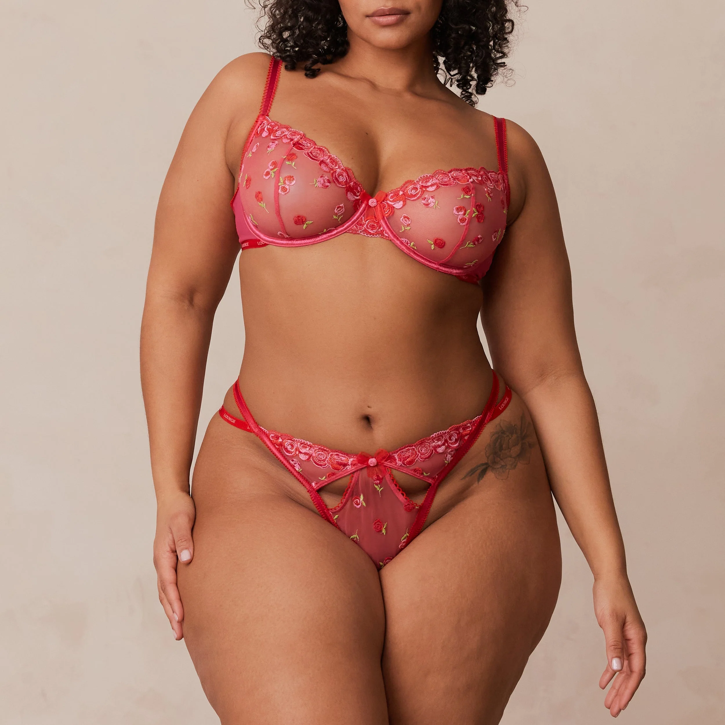 Blush Embroidered Balcony Bra - Hot Pink - Image 3