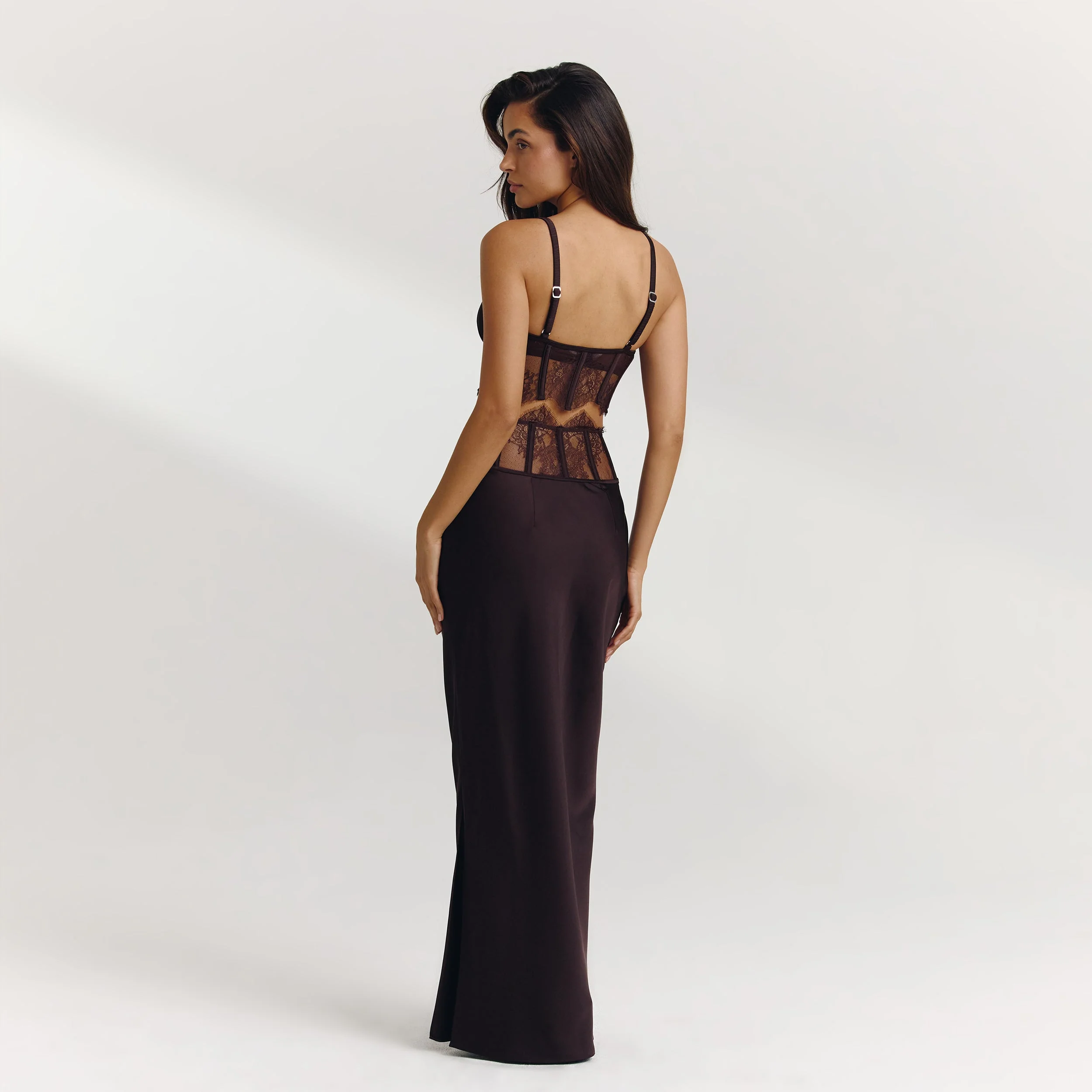 Boned Lace Top (Set) - Dark Chocolate - Image 9