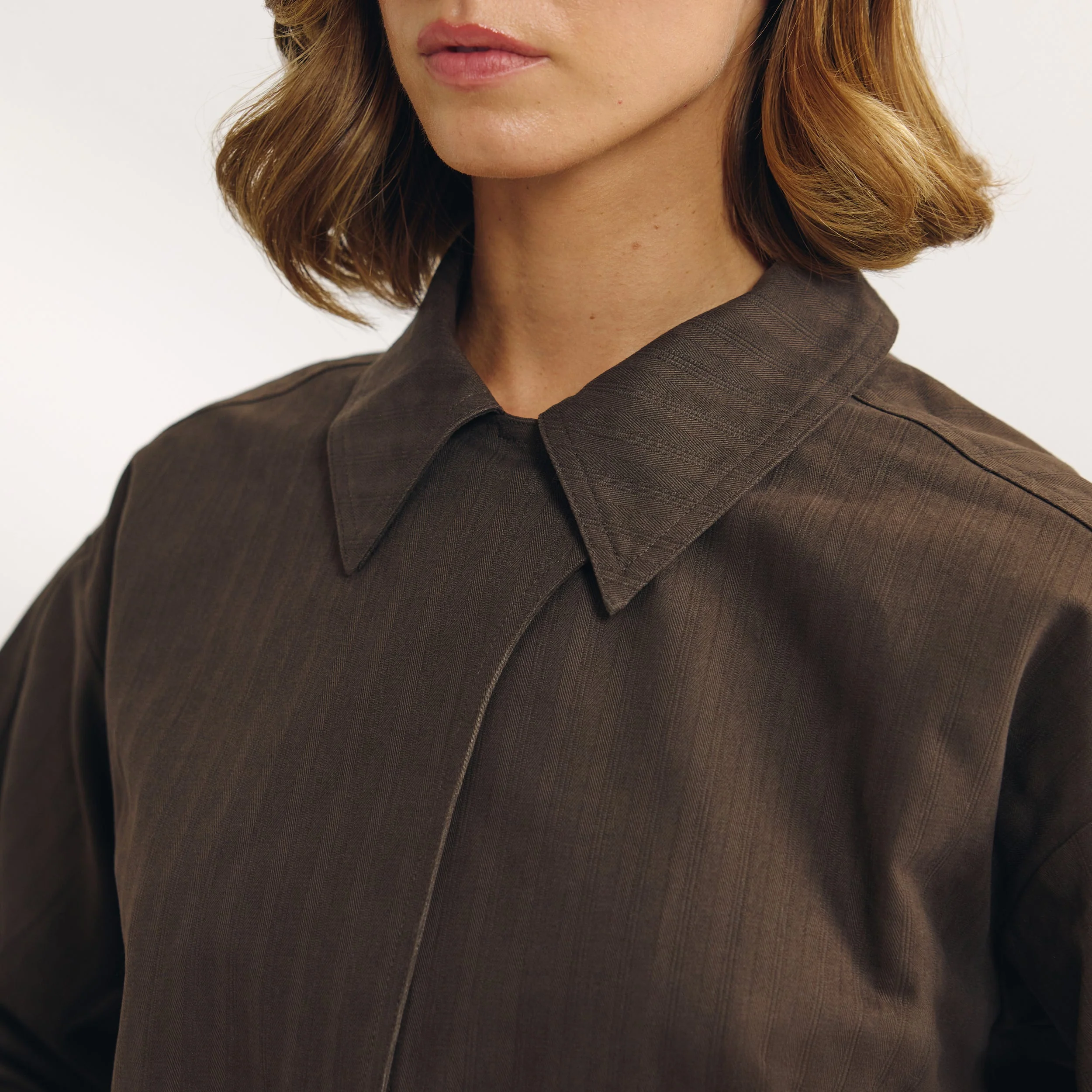 Button Detail Jacket - Dark Brown - Image 3