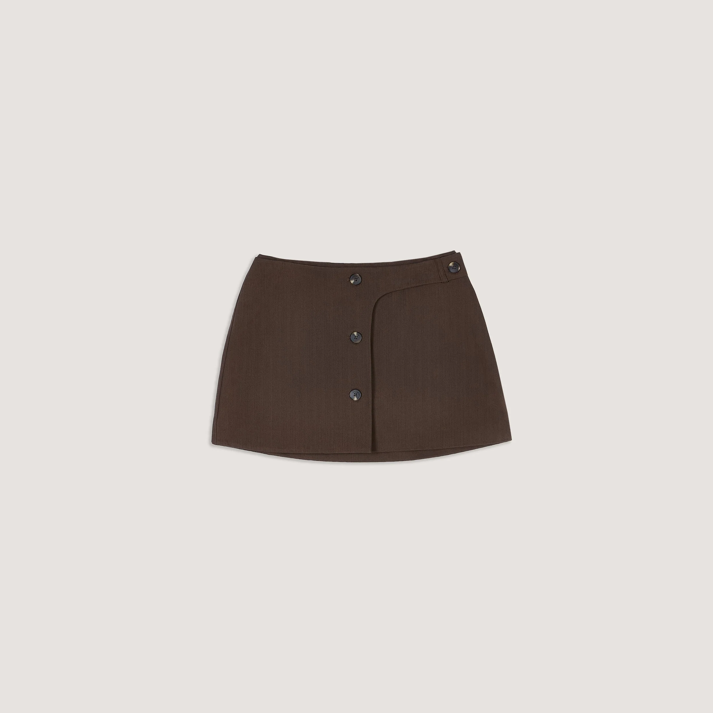 Button Detail Mini Skirt - Dark Brown - Image 7