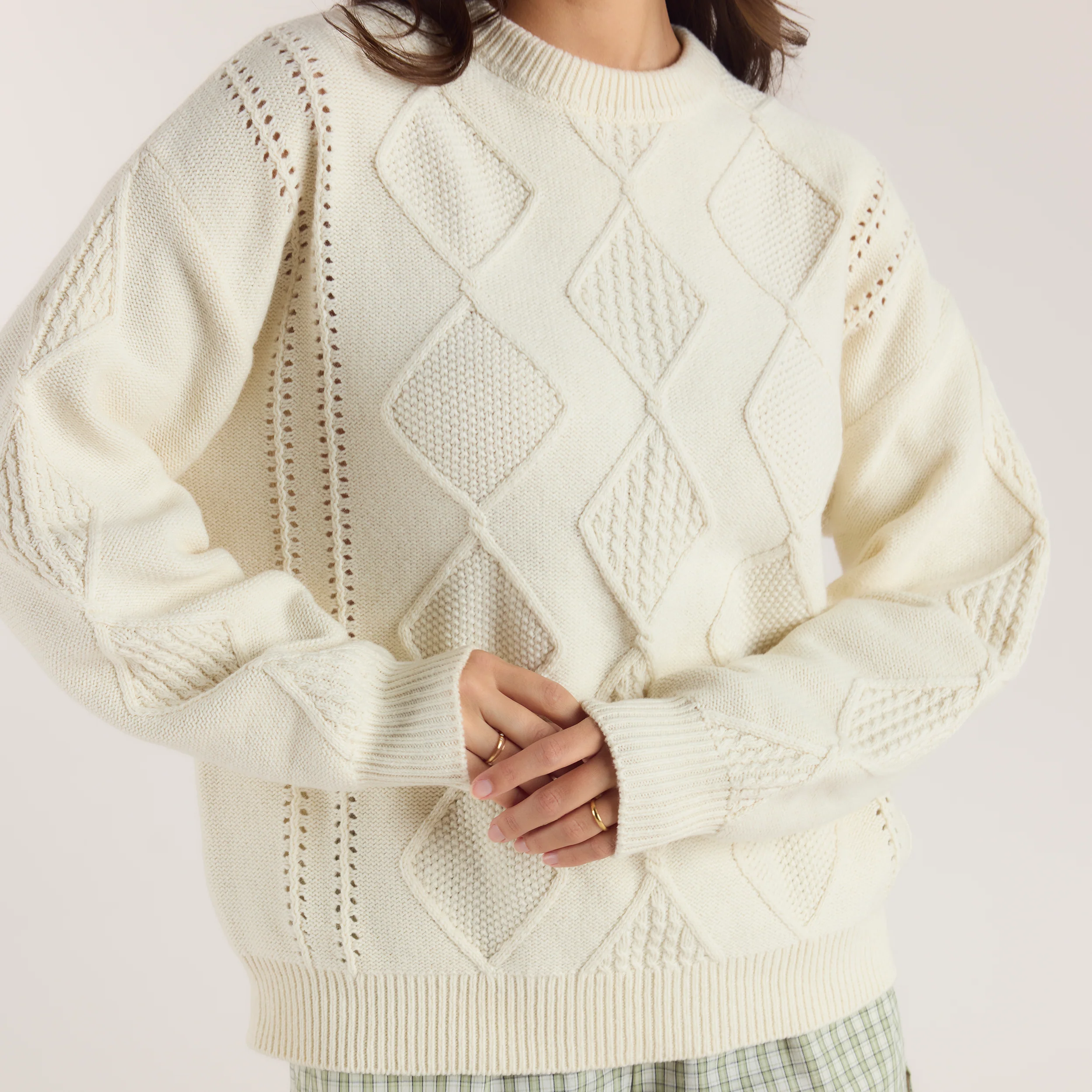 Cable-Knit Sweater - Cream - Image 4
