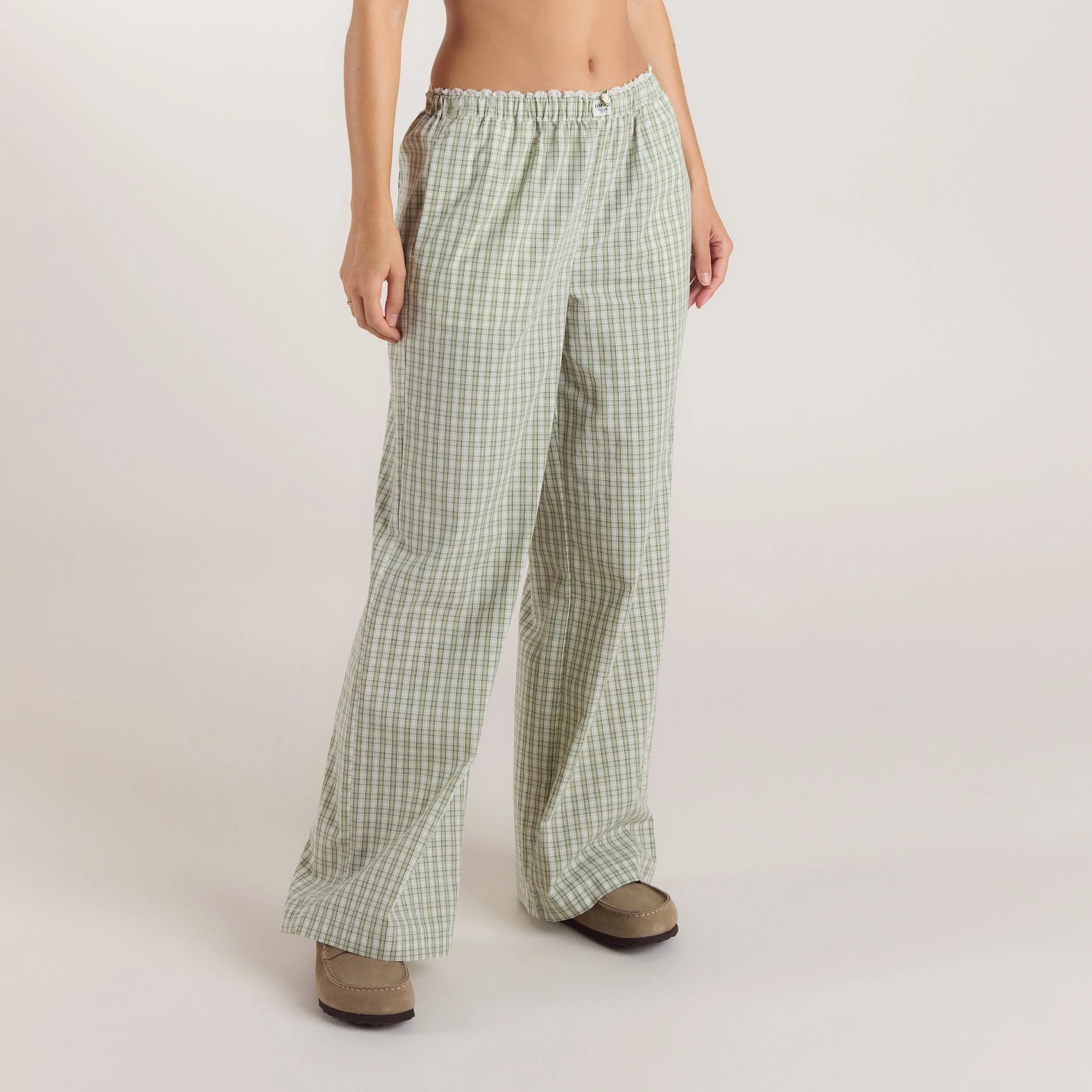 Check Cotton Pants - Green - Image 4