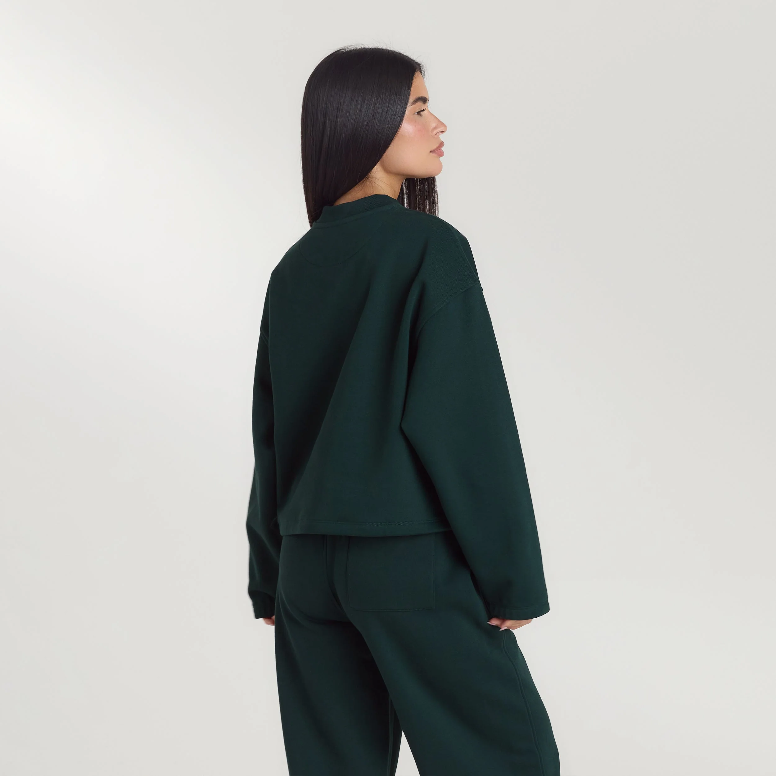 Lounge Living Quarter-Zip Jumper - Forest Green - Image 3