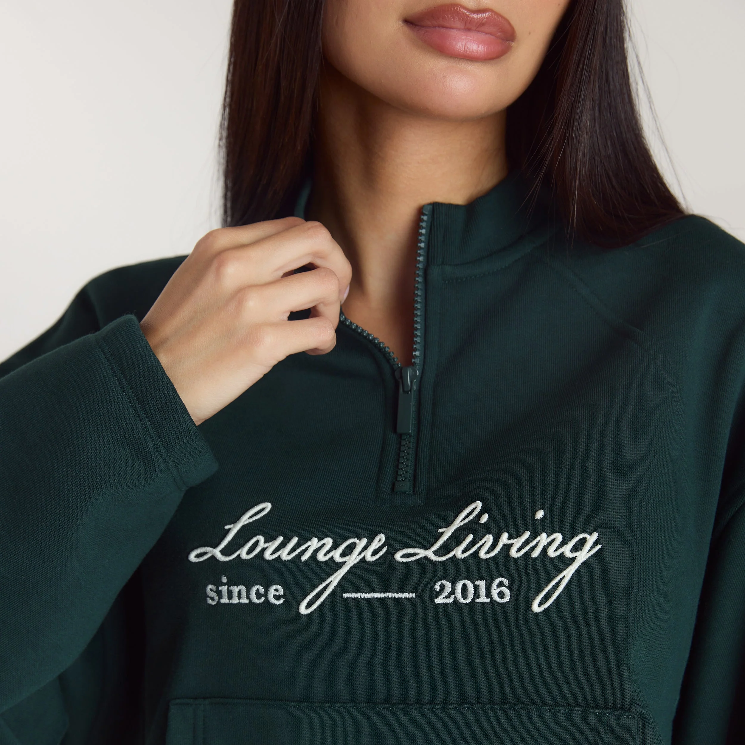 Lounge Living Quarter-Zip Jumper - Forest Green - Image 4
