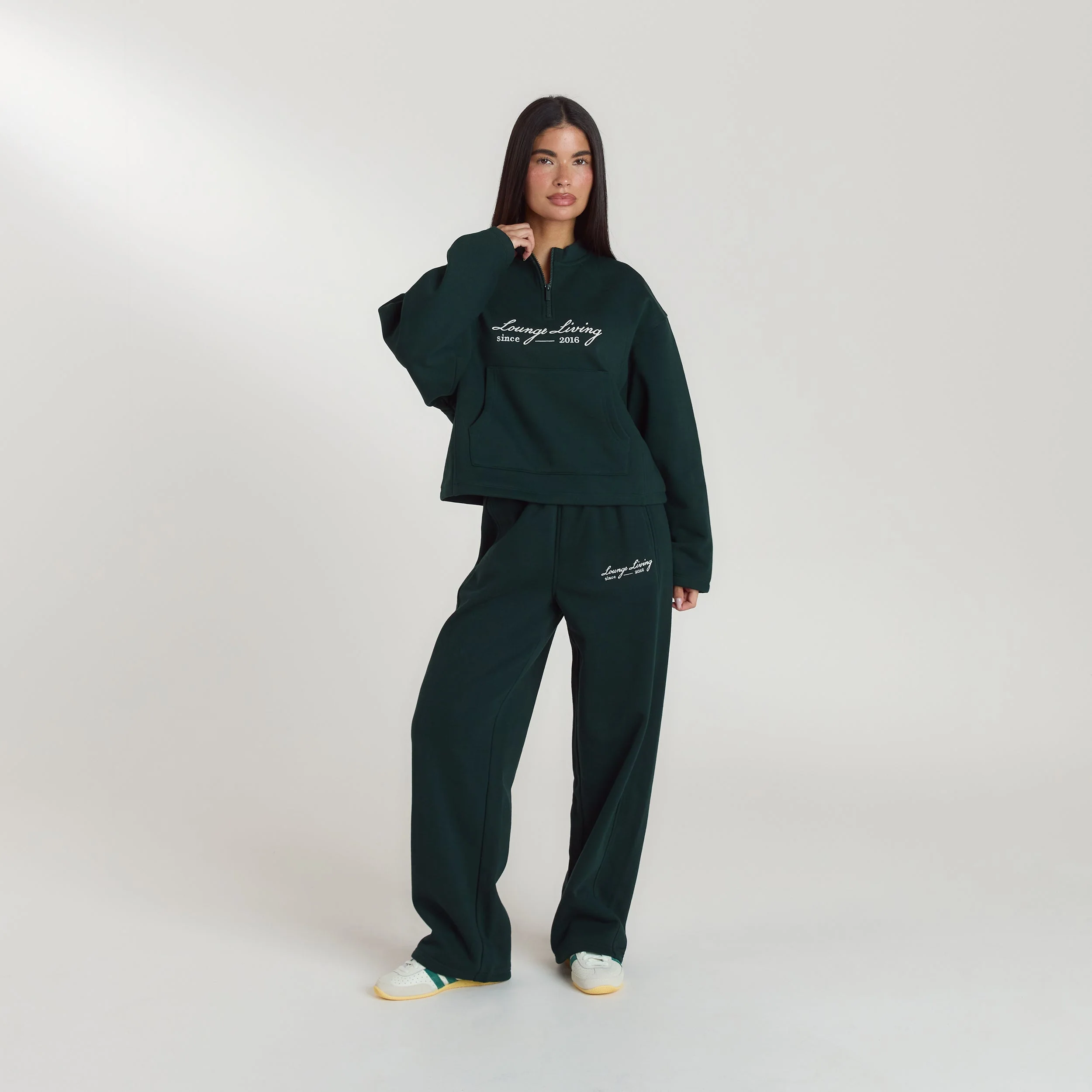 Lounge Living Quarter-Zip Jumper - Forest Green - Image 5