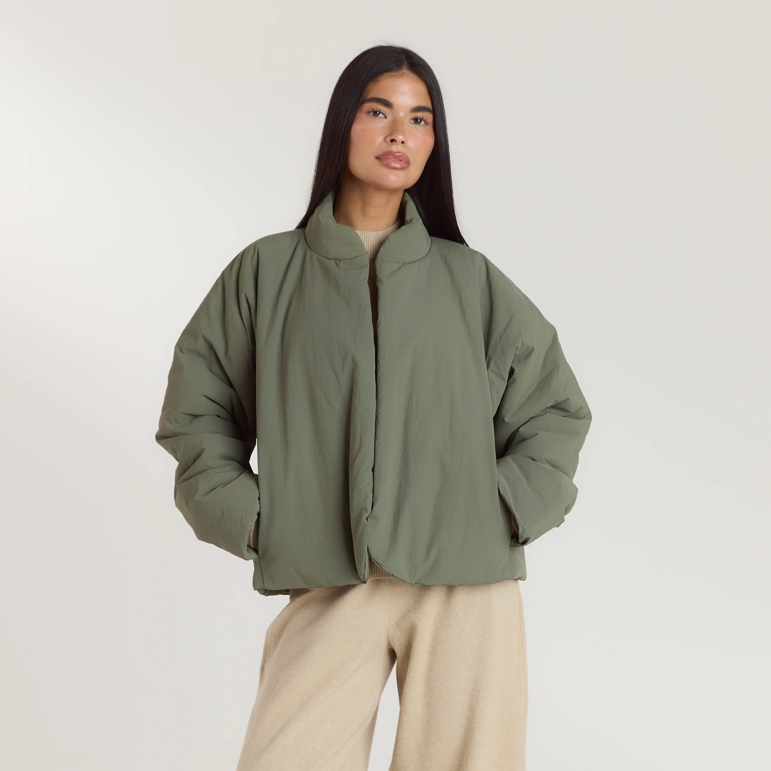 Cocoon Puffer Coat - Sage - Image 3