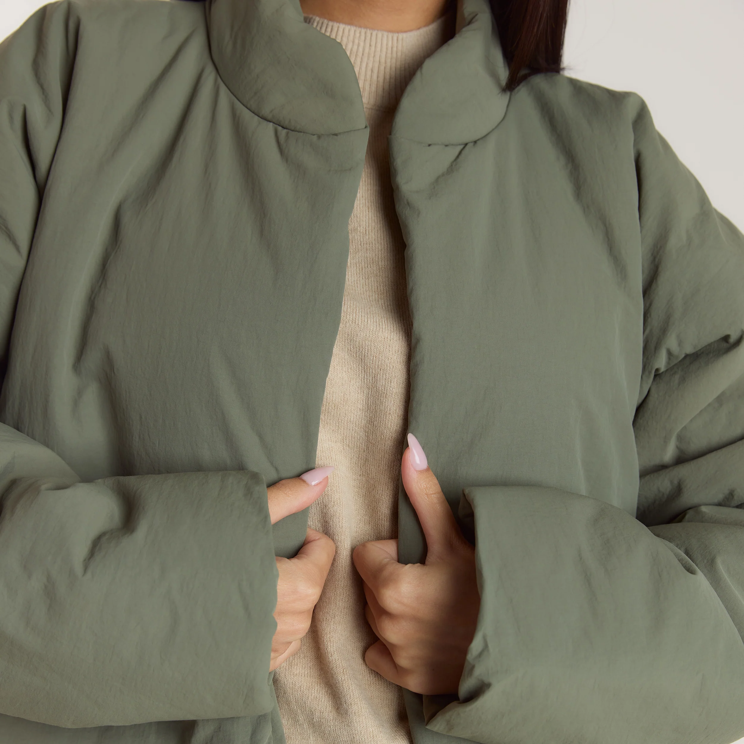 Cocoon Puffer Coat - Sage - Image 4