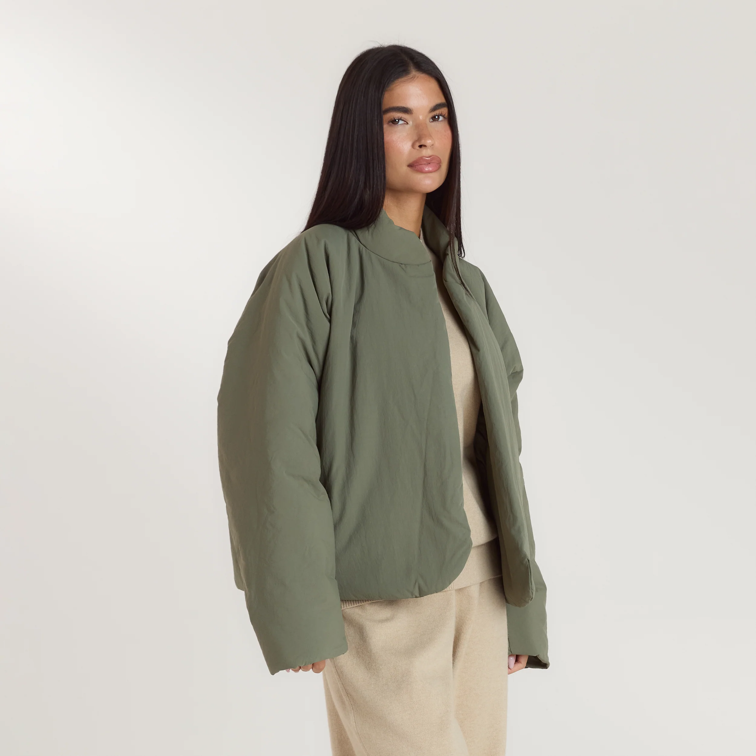 Cocoon Puffer Coat - Sage - Image 5