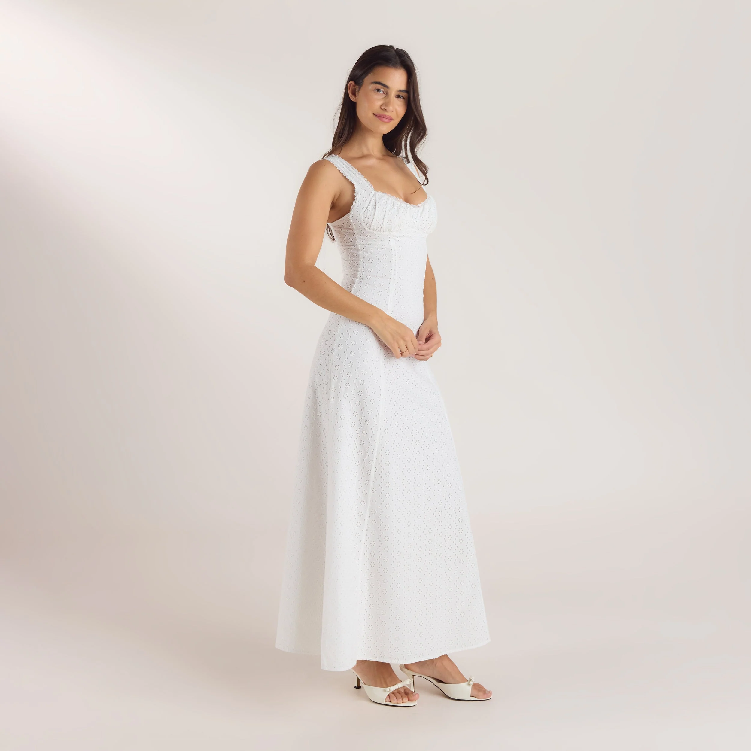 Corset Back Maxi Dress - White - Image 5