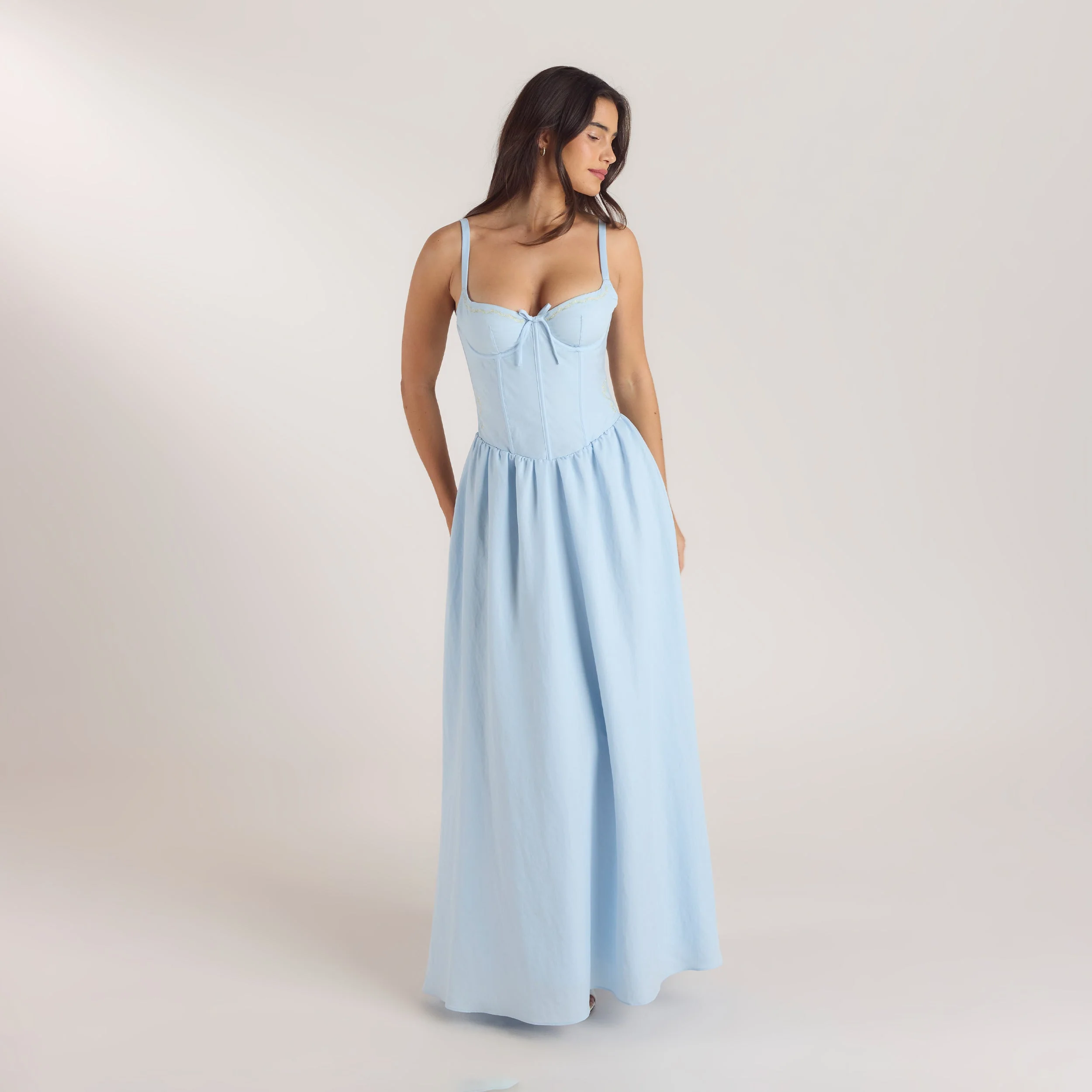 Corset Maxi Dress - Blue - Image 6