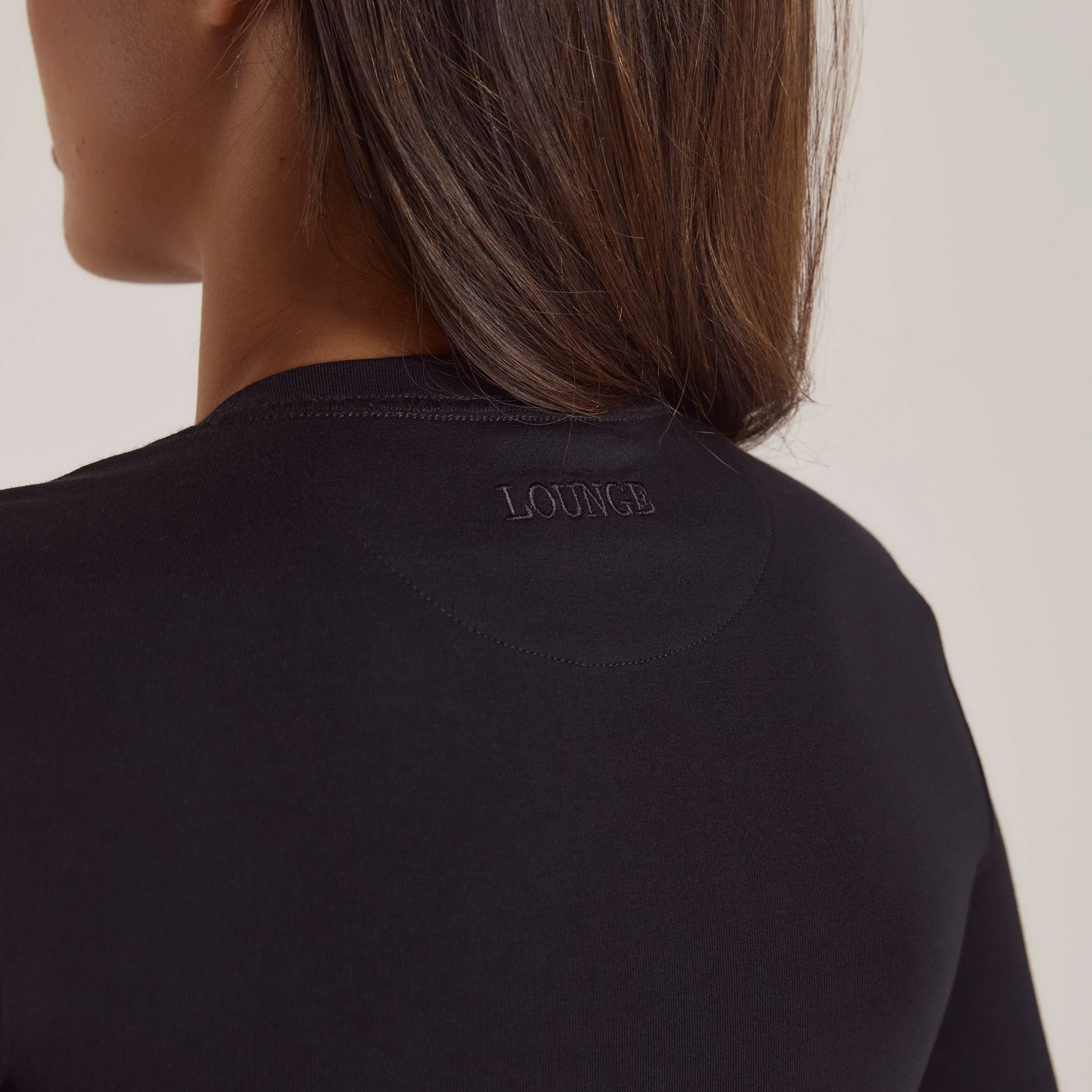 Cotton Blend Long Sleeve Top - Black - Image 6