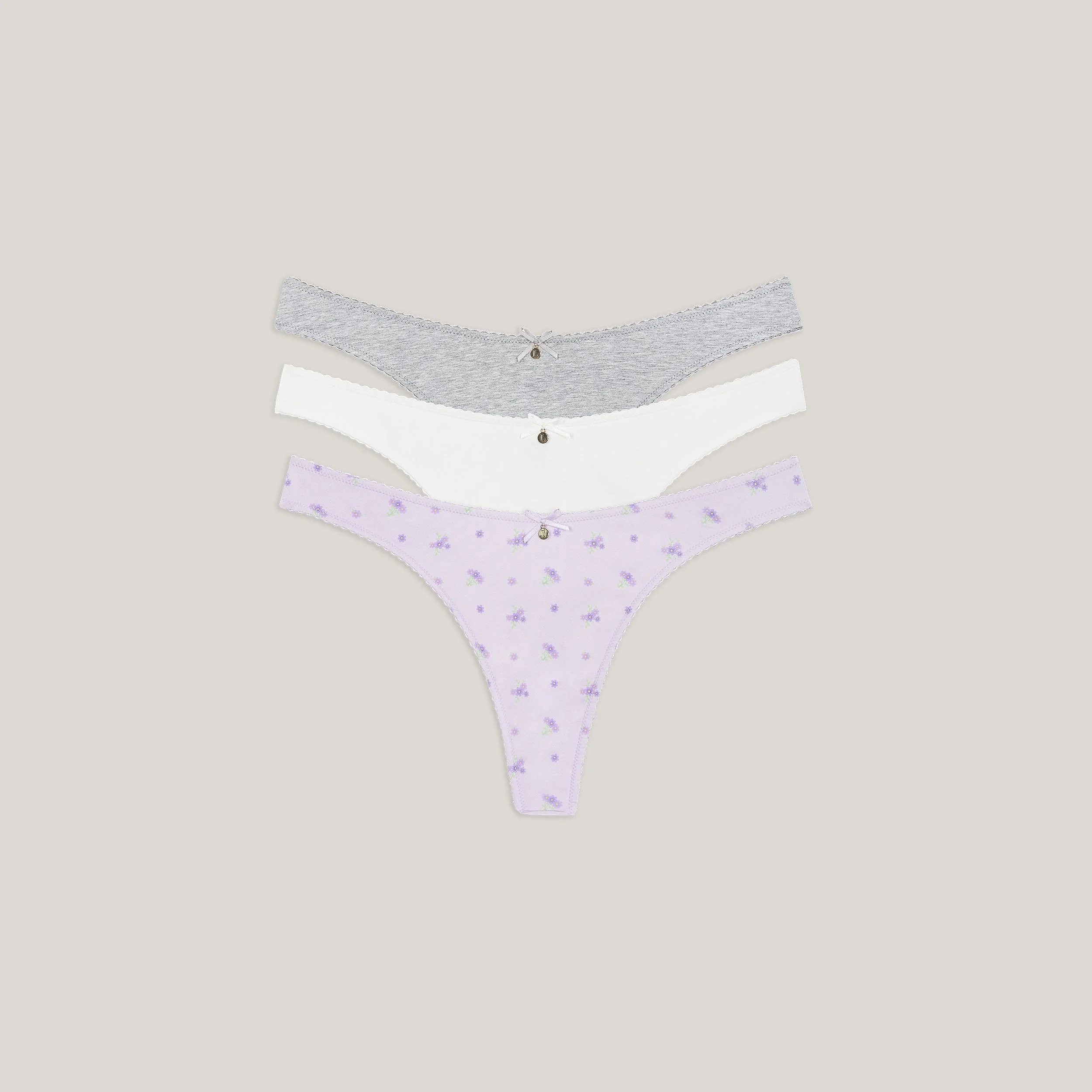 Cotton Kisses Thongs (3-Pack) - Lilac Print