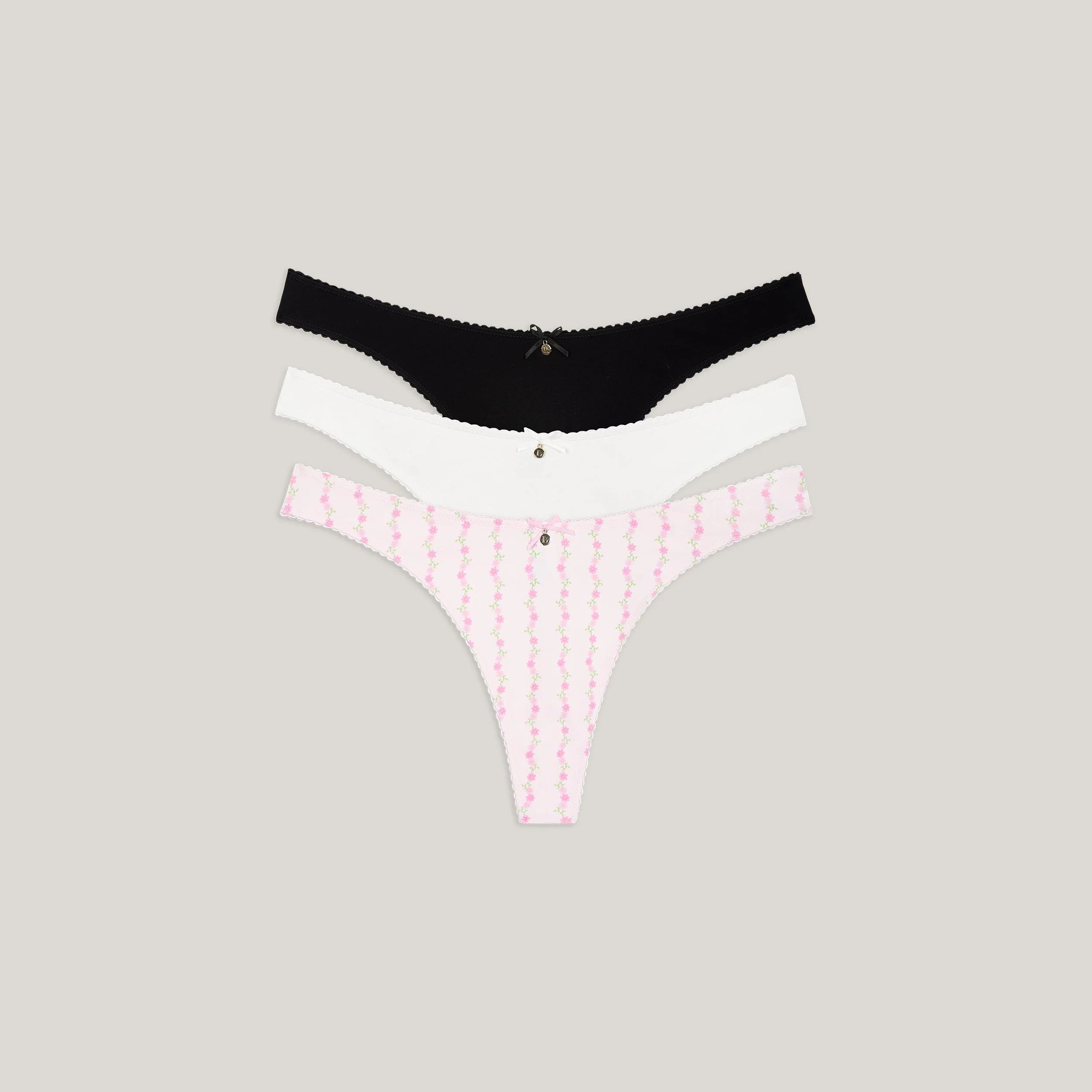 Cotton Kisses Thongs (3-Pack) - Pink Print