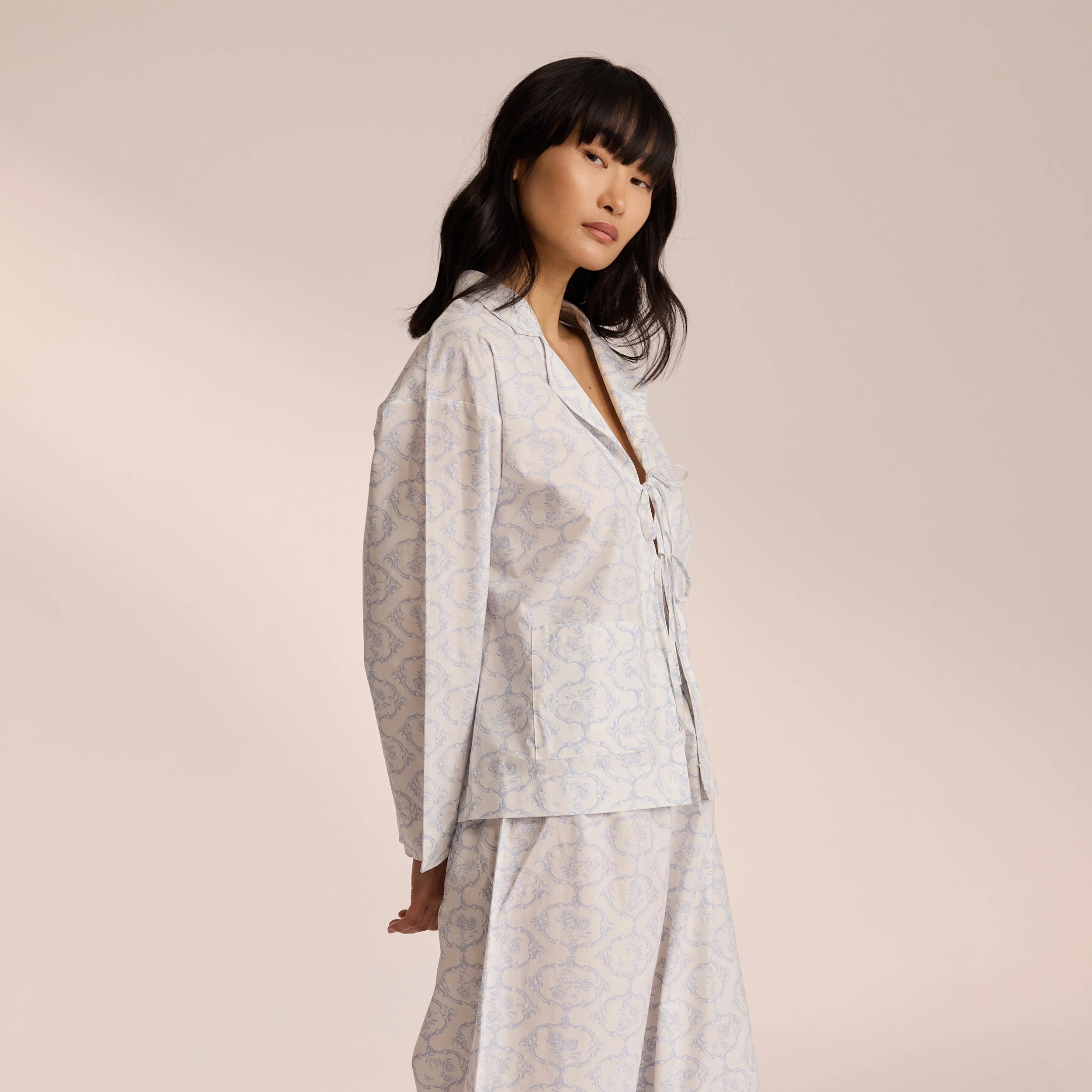 Cotton Pajama Shirt - Blue - Image 3