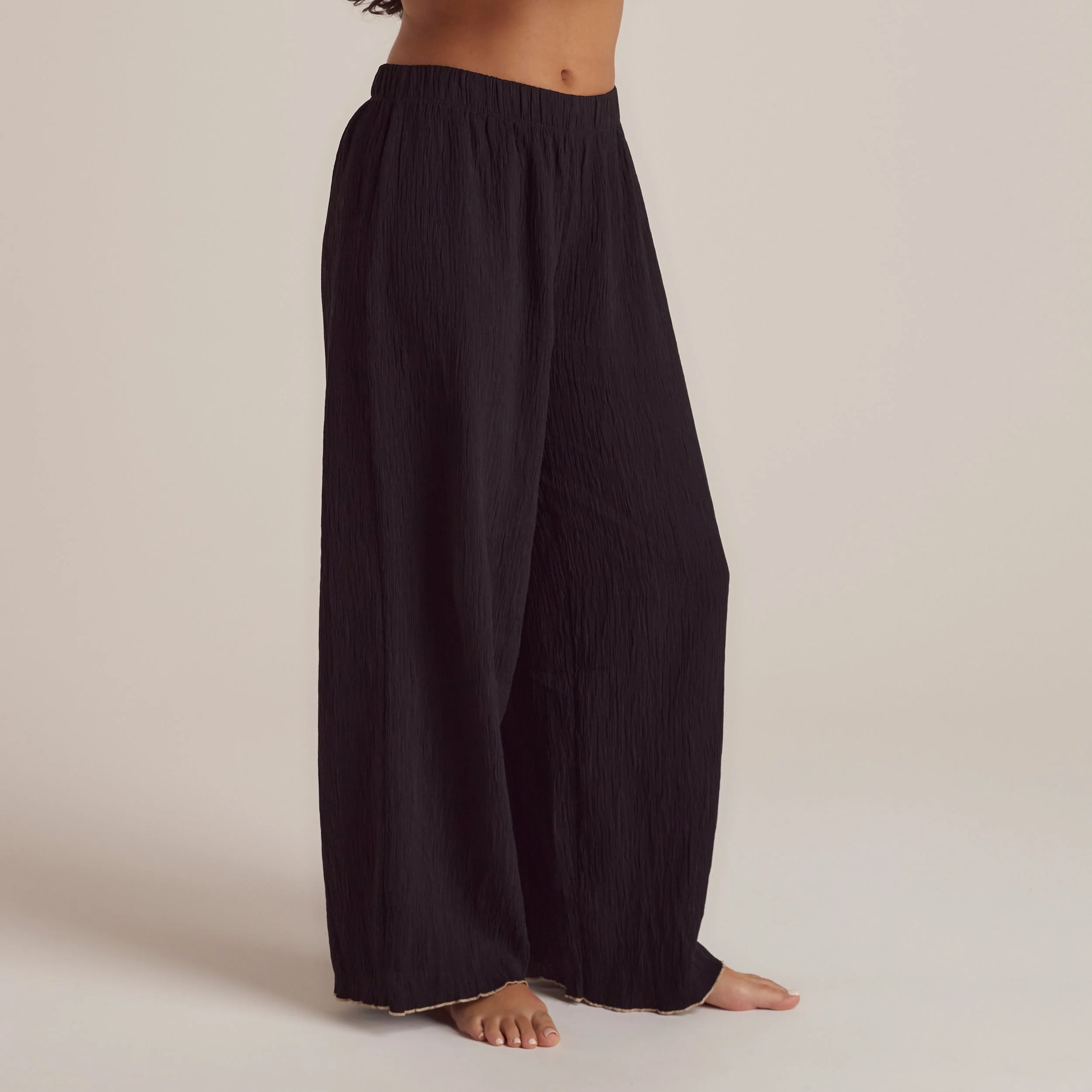 Crinkle Pajama Pants - Black - Image 10