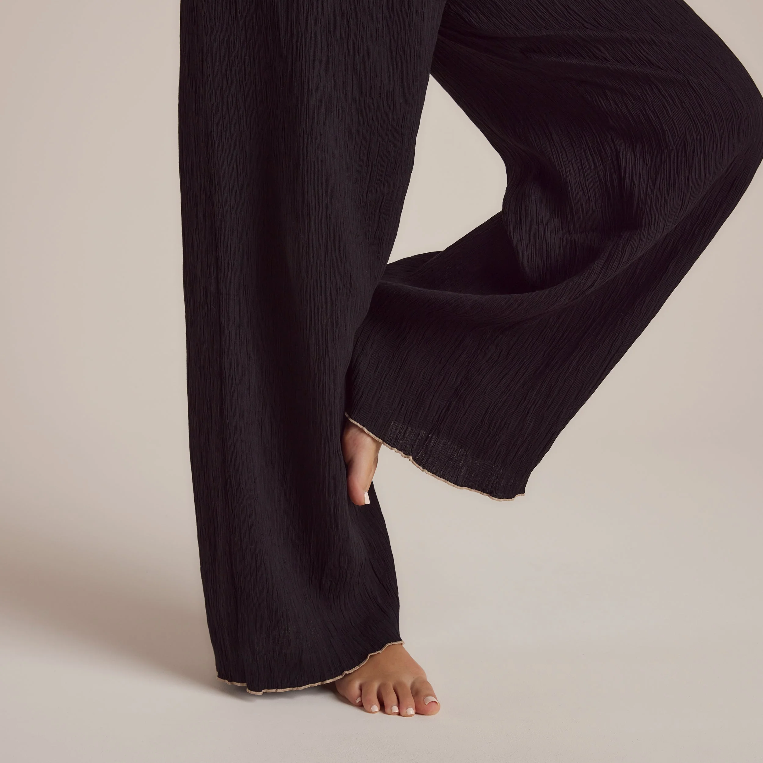 Crinkle Pajama Pants - Black - Image 11