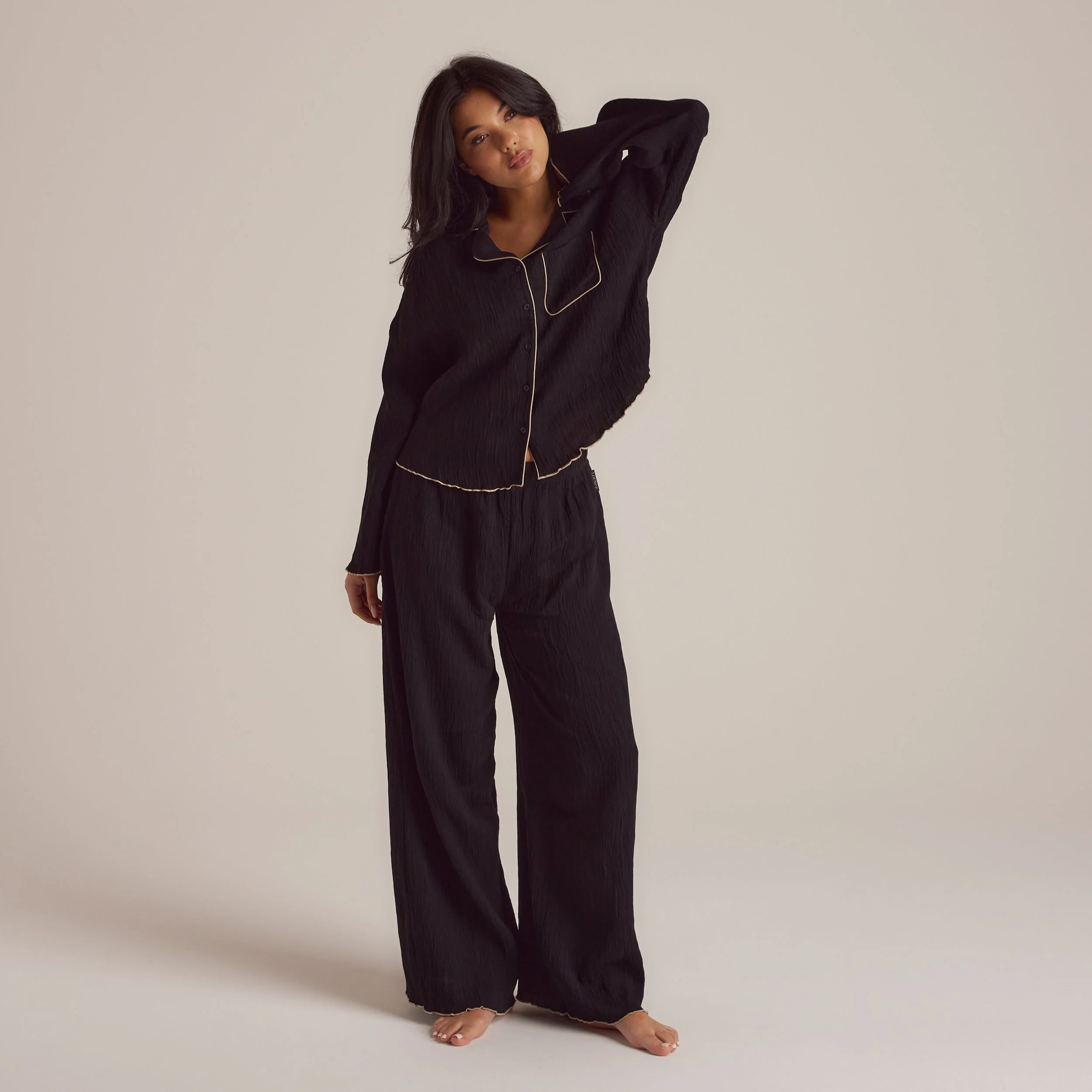Crinkle Pajama Pants - Black - Image 9