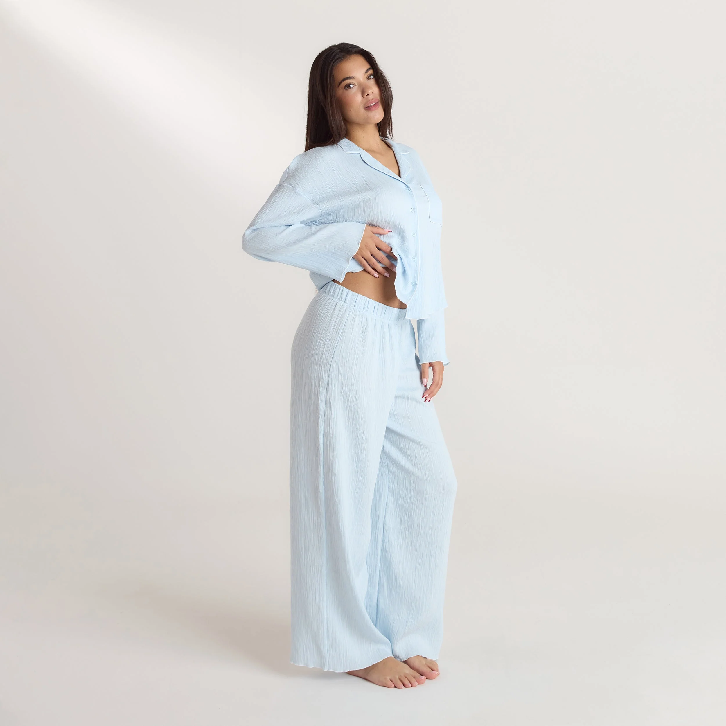 Crinkle Pajama Pants - Blue - Image 3