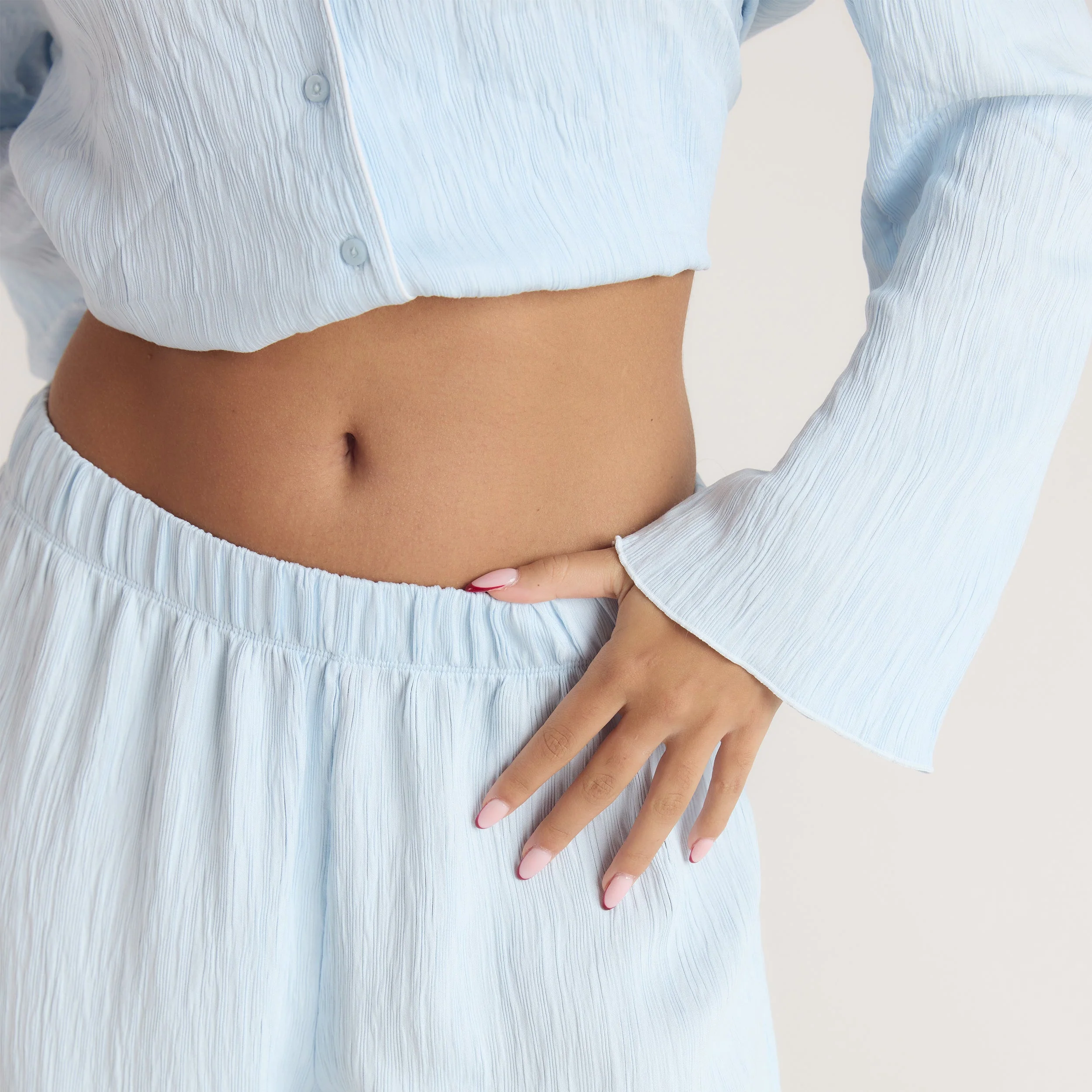 Crinkle Pajama Pants - Blue - Image 4