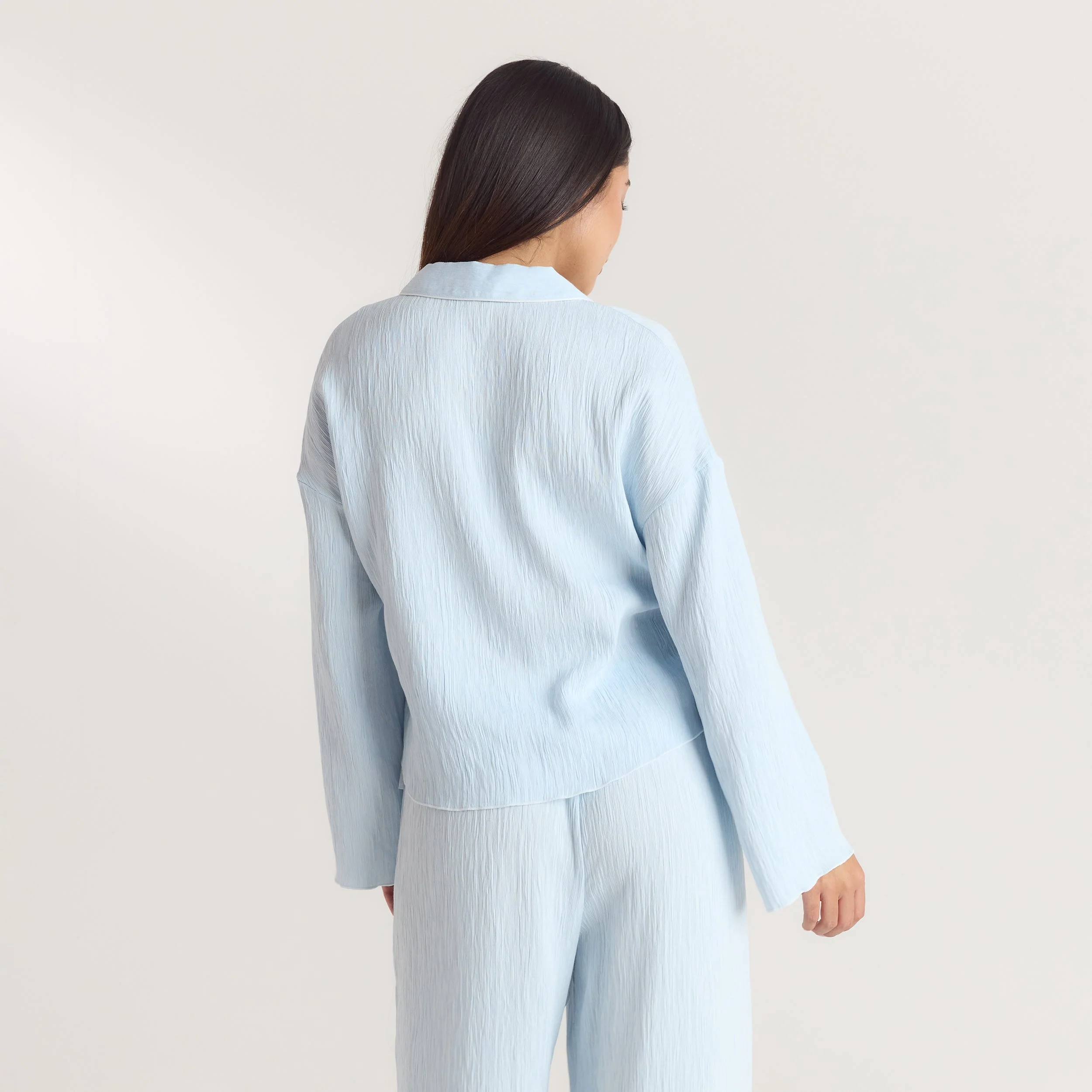 Crinkle Pajama Shirt - Blue - Image 2