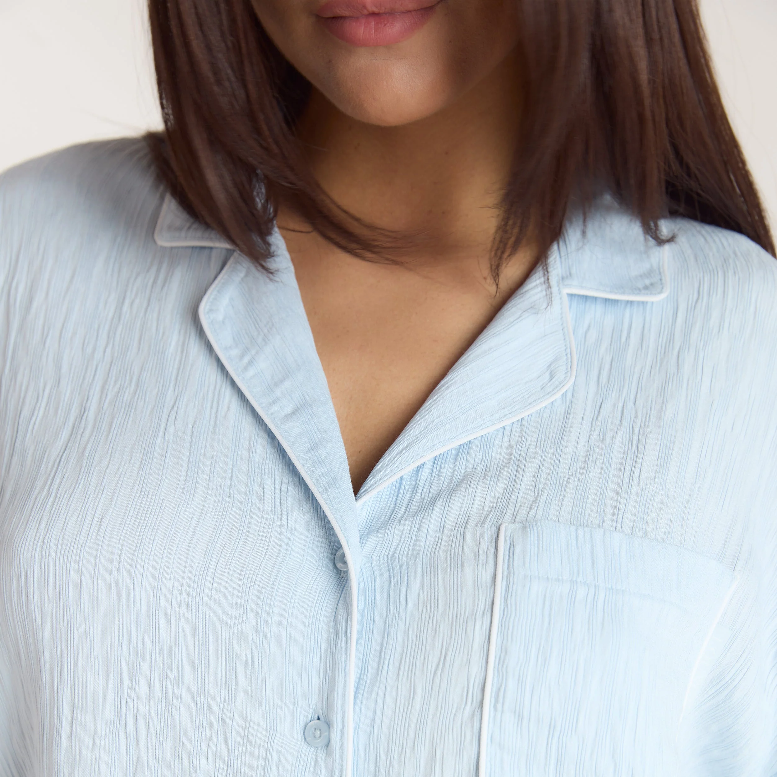 Crinkle Pajama Shirt - Blue - Image 4