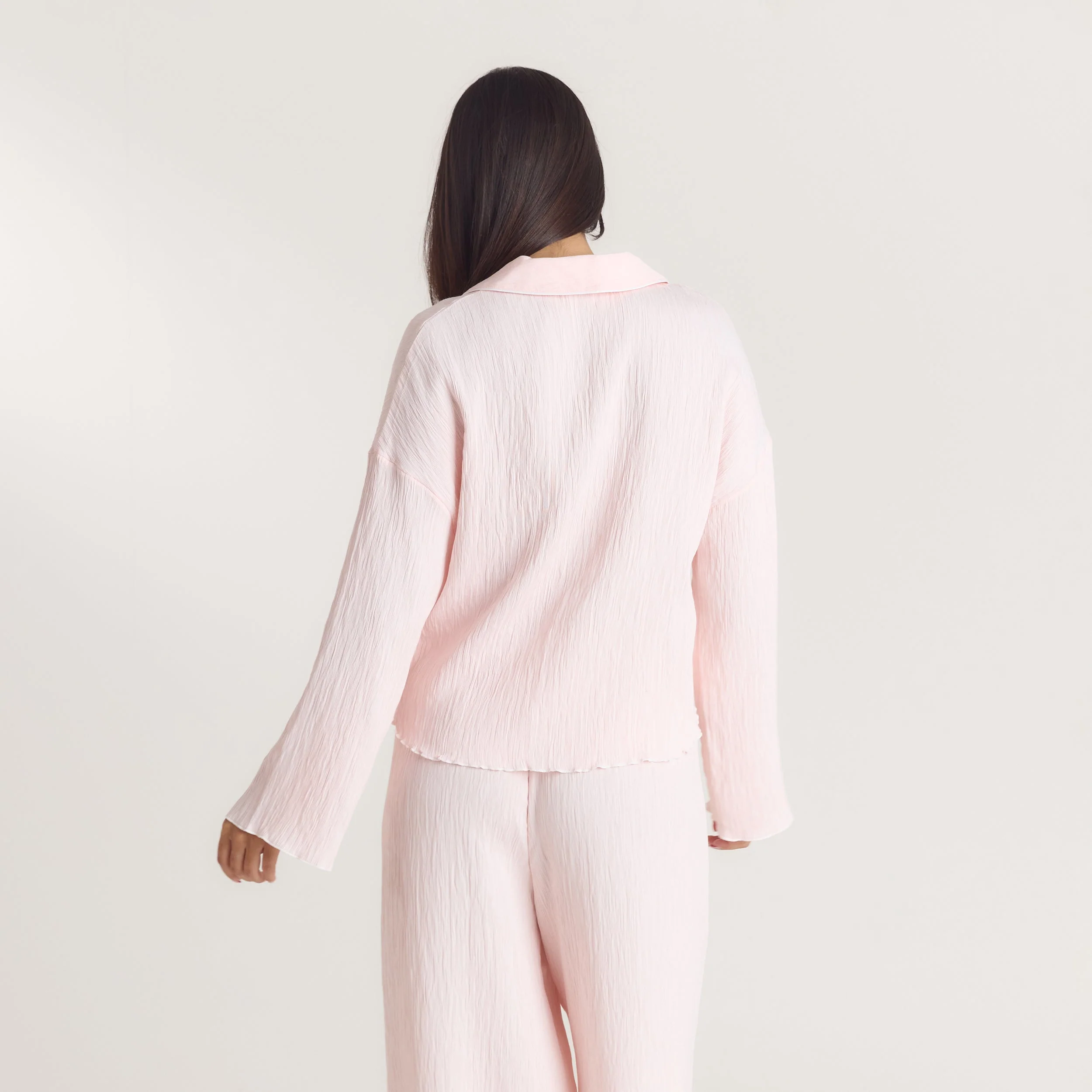 Crinkle Pajama Shirt - Pink - Image 2