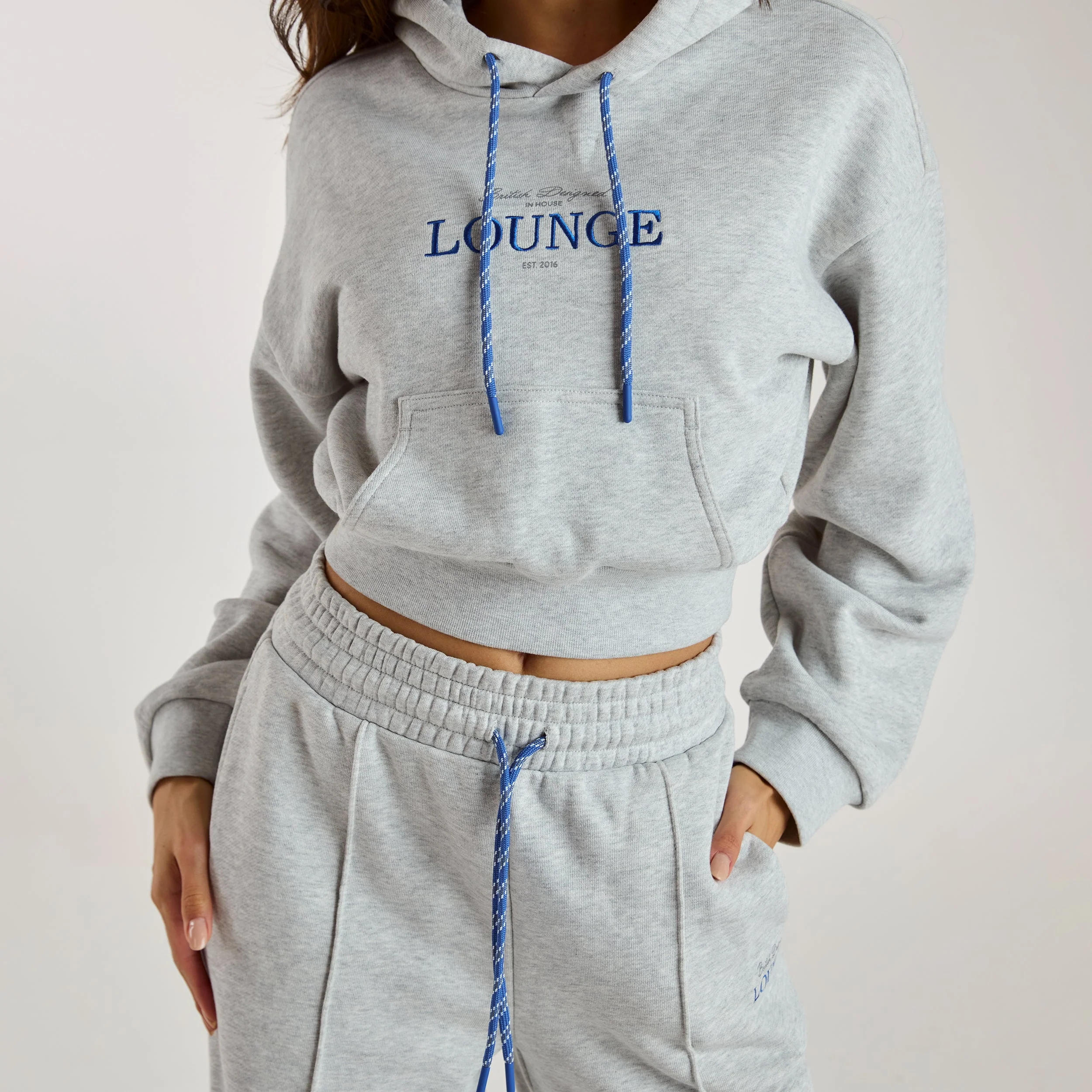 Cropped Hoodie - Grey Marl - Image 2
