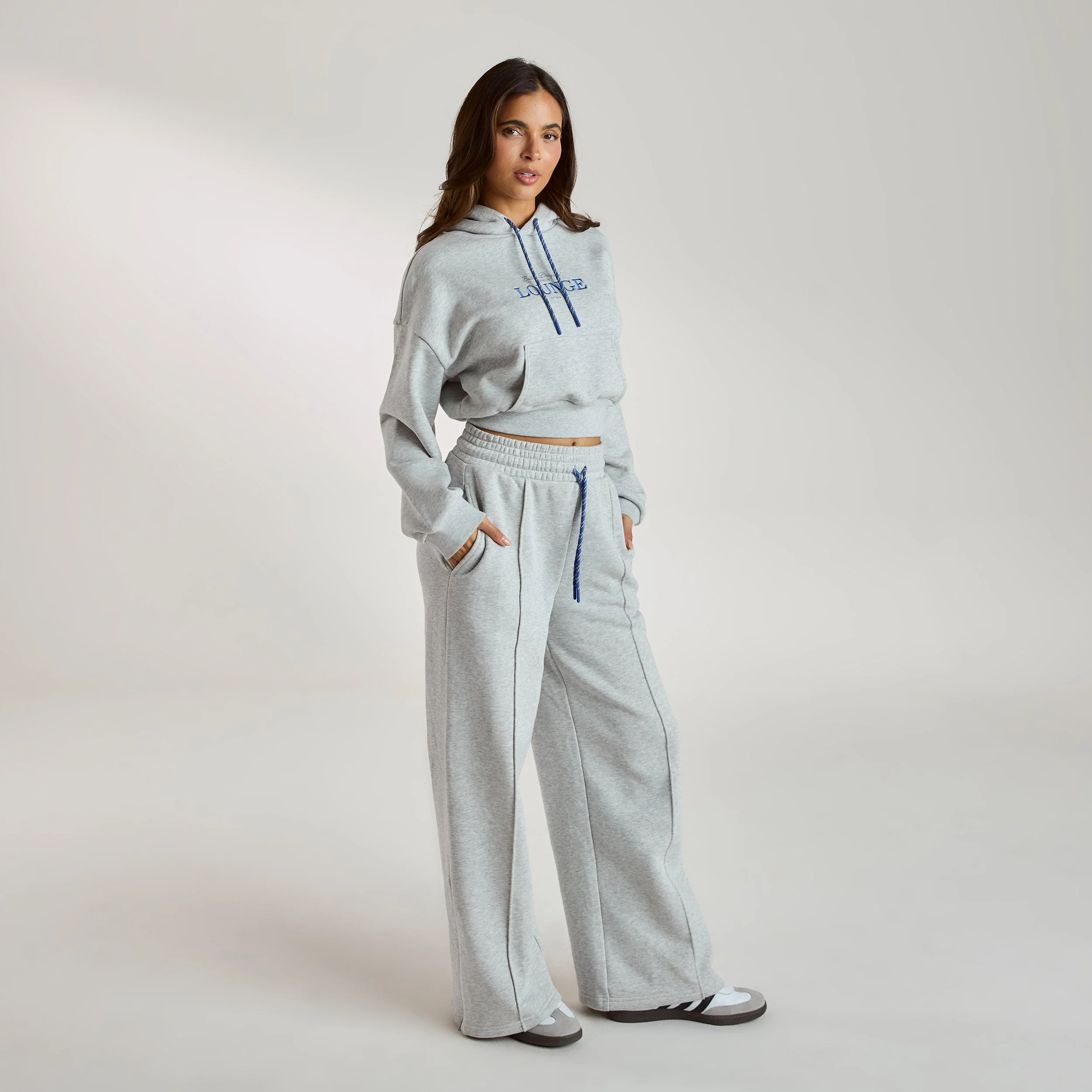 Cropped Hoodie - Grey Marl - Image 3