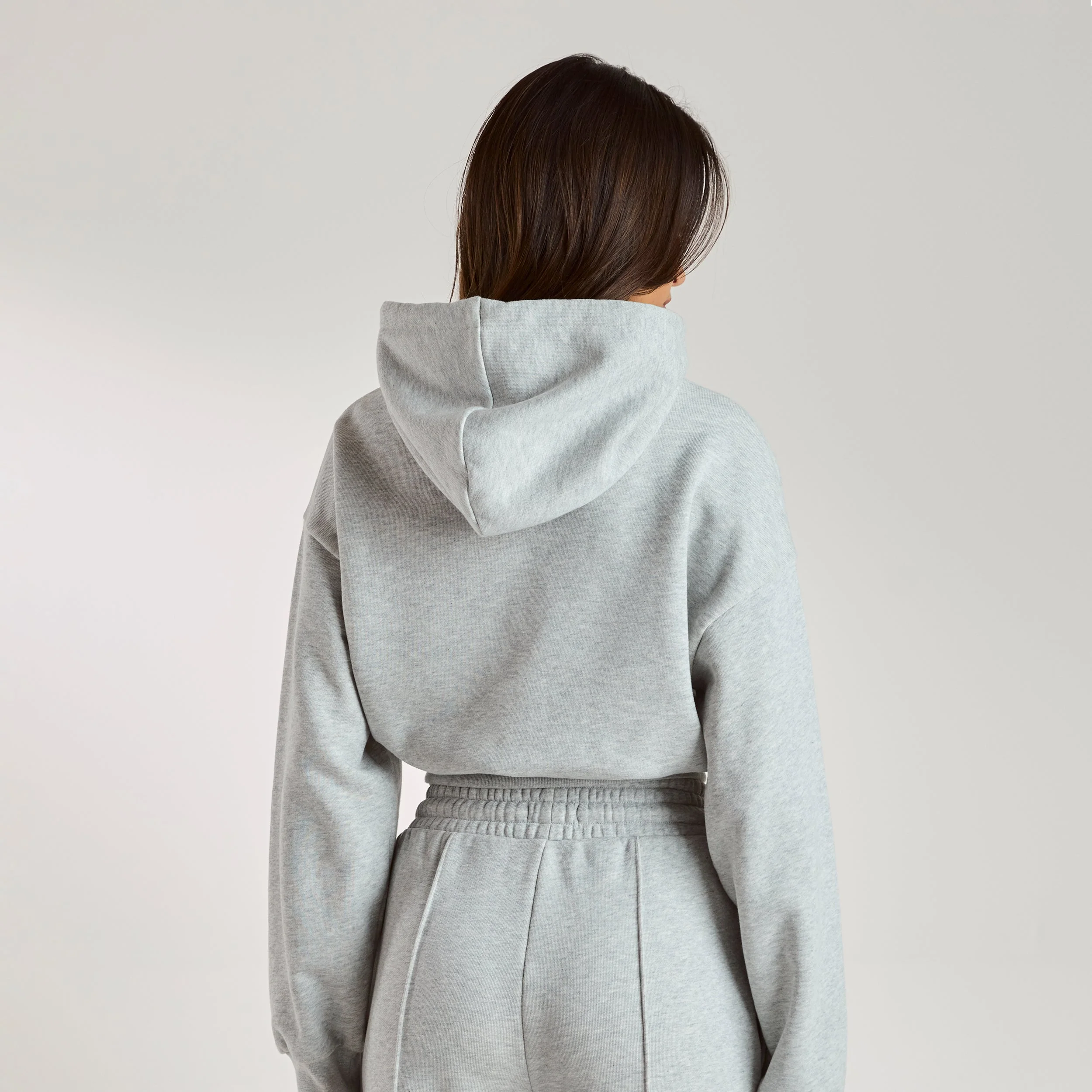 Cropped Hoodie - Grey Marl - Image 5