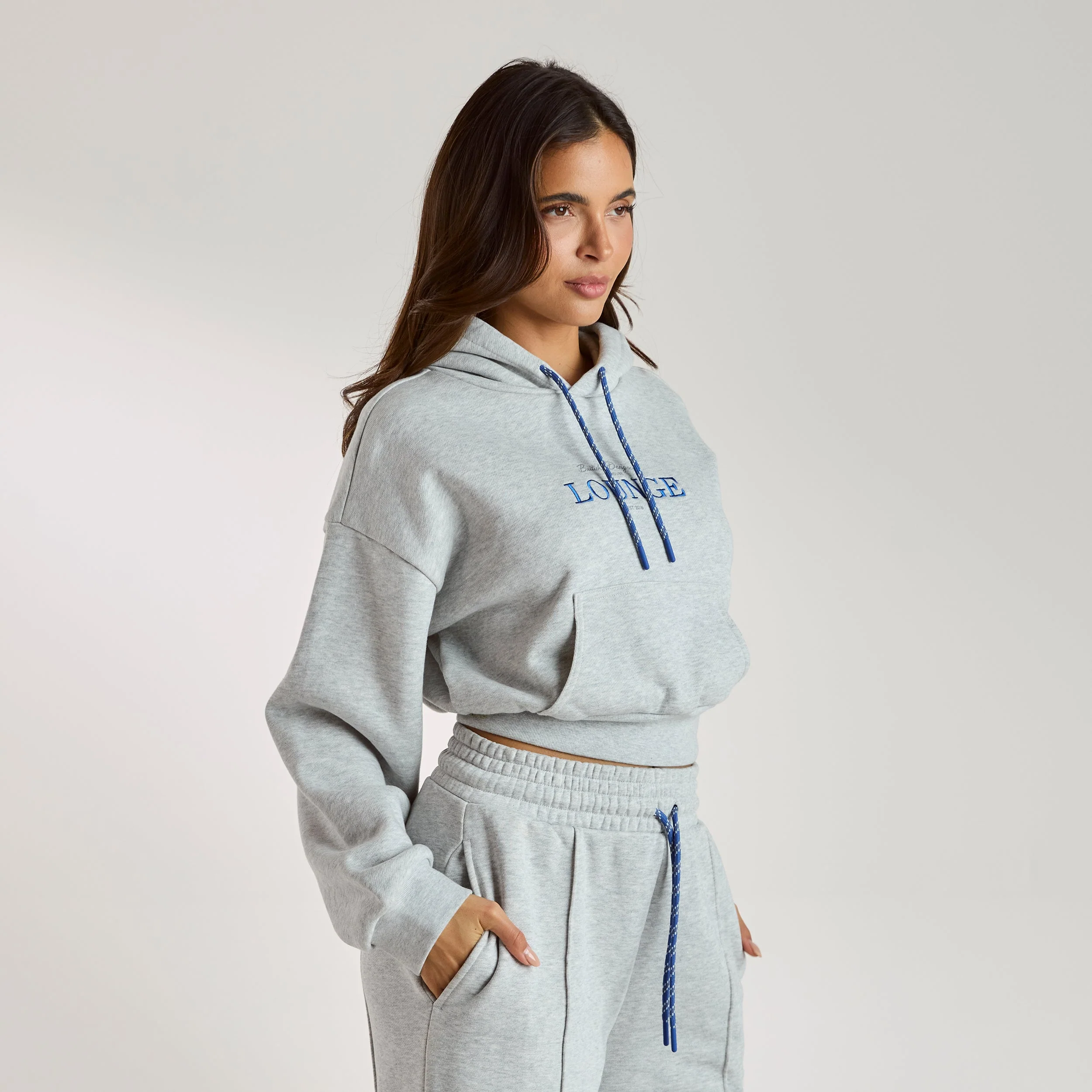 Cropped Hoodie - Grey Marl - Image 6