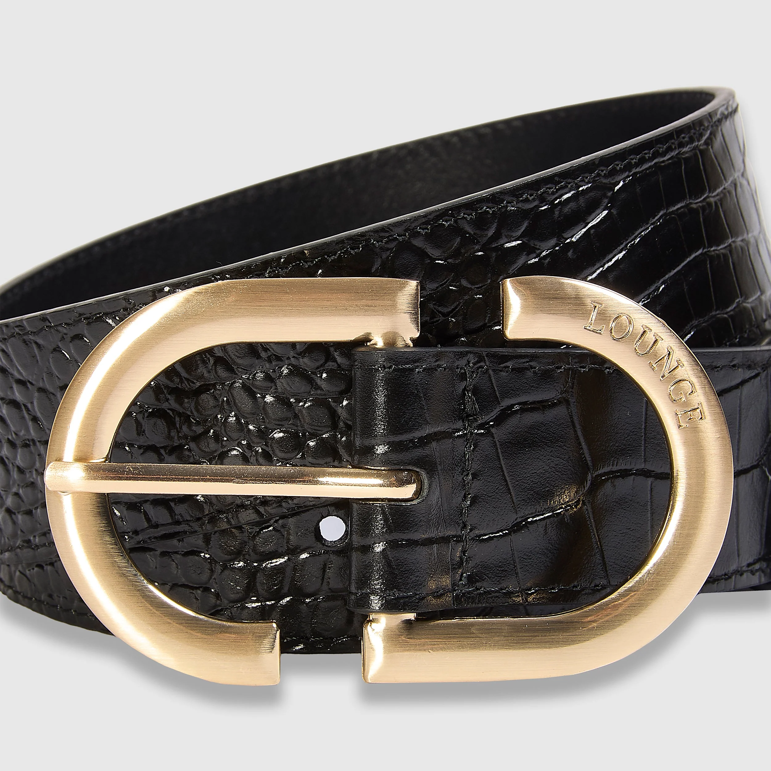 Curved Buckle Belt - Black - Image 3