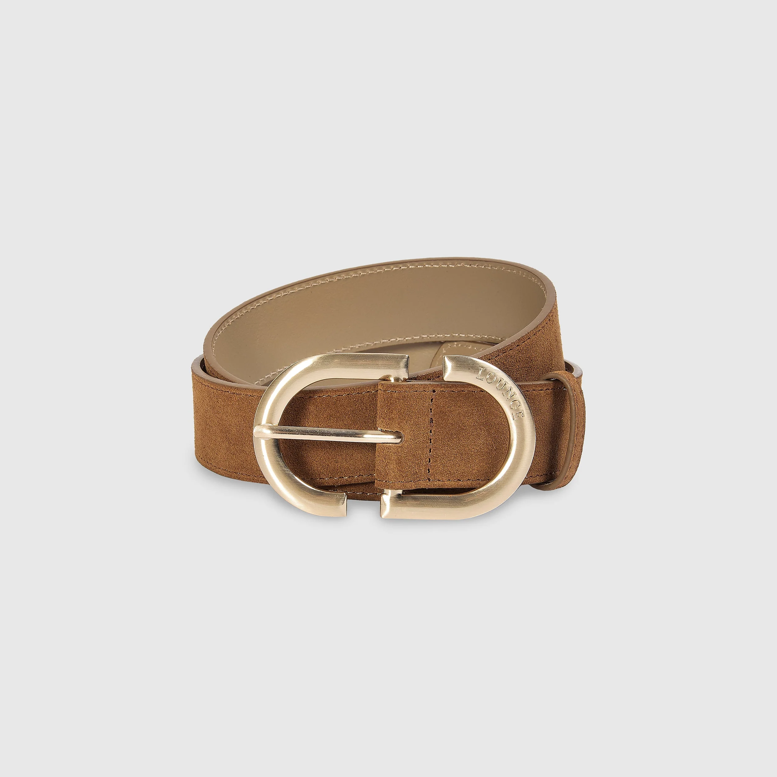 Curved Buckle Belt - Tan - Image 2