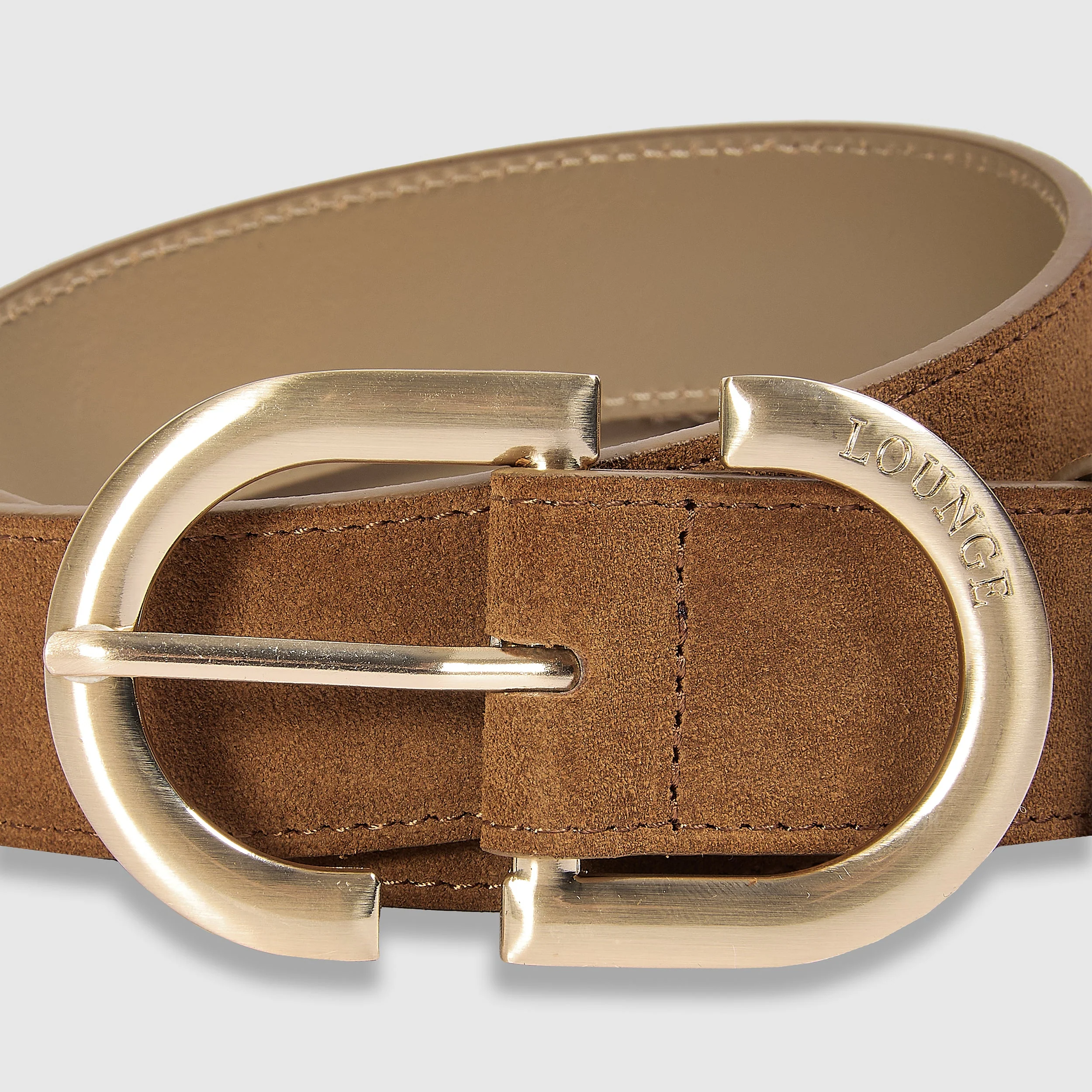 Curved Buckle Belt - Tan - Image 3