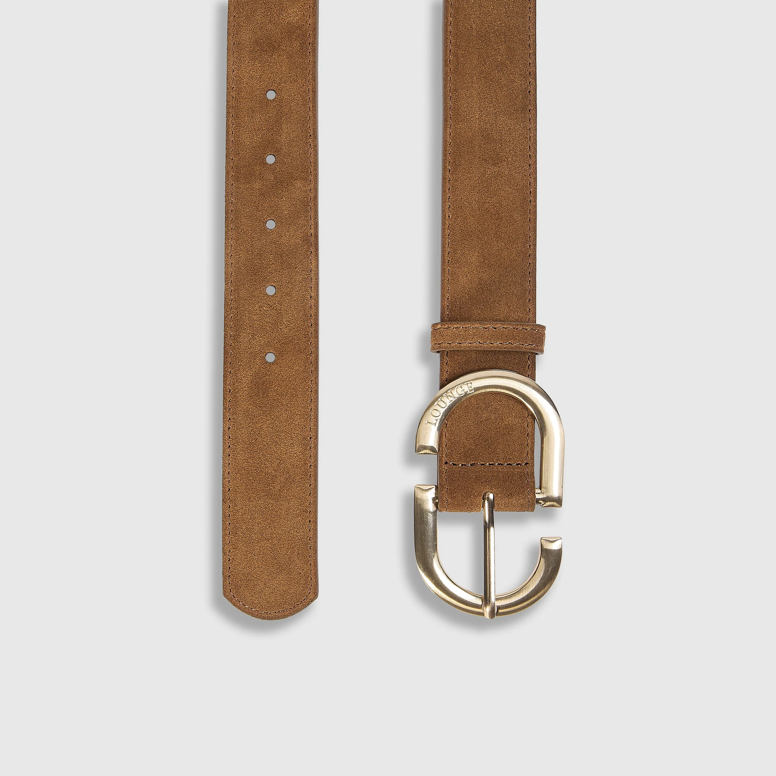 Curved Buckle Belt - Tan - Image 4